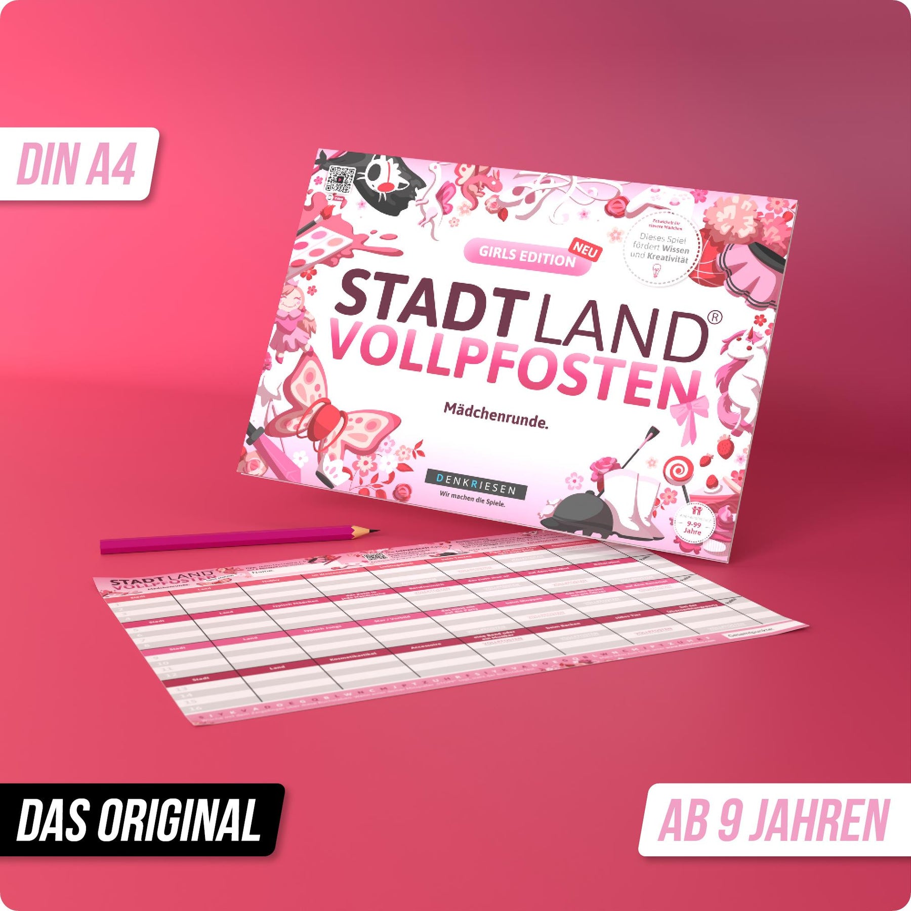Stadt Land Vollpfosten® Spielblock | Girls Edition