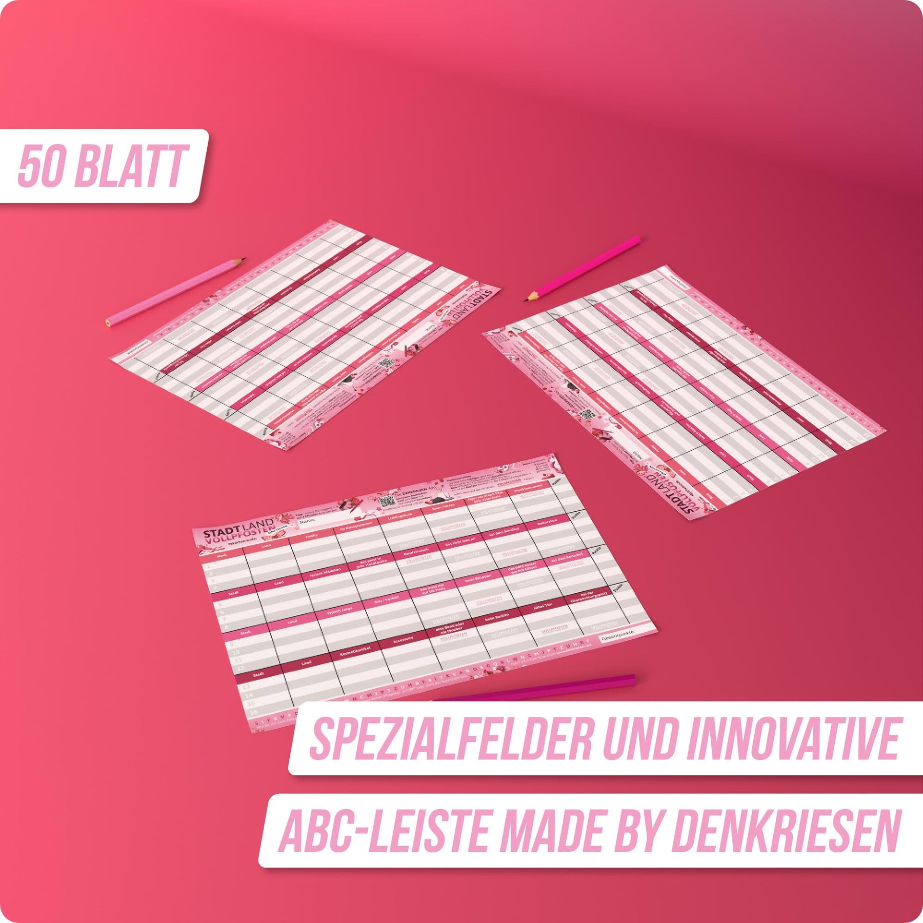 Stadt Land Vollpfosten® Spielblock | Girls Edition