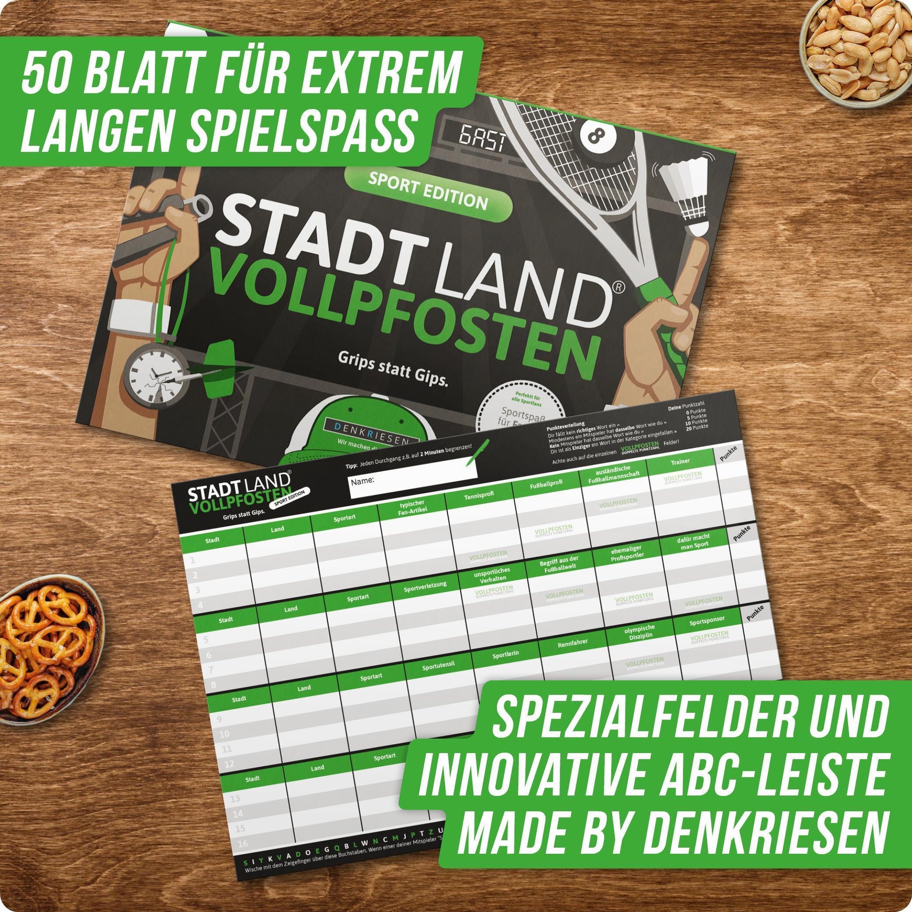 Stadt Land Vollpfosten® Spielblock | Sport Edition