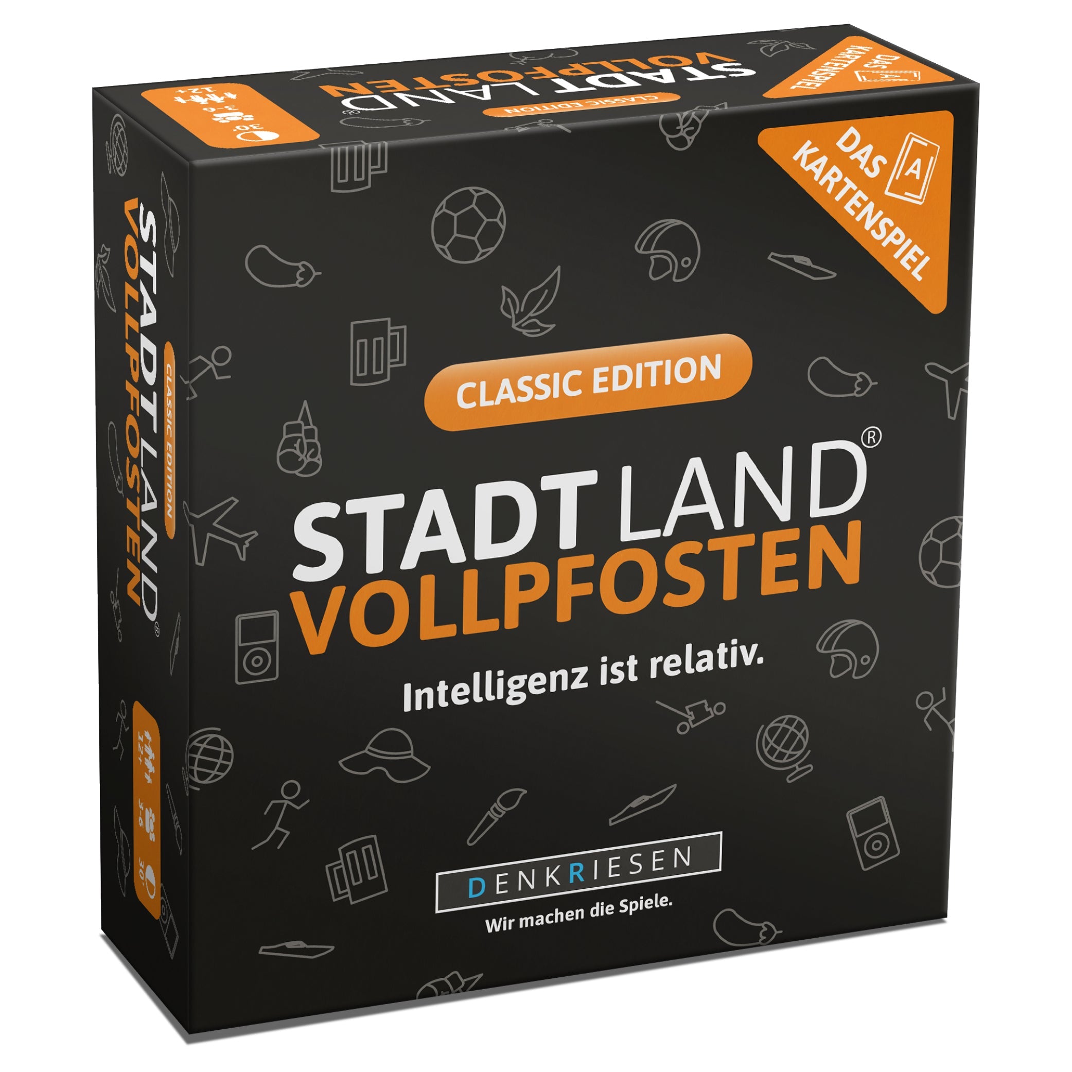 GESCHENK - STADT LAND VOLLPFOSTEN® - Das Kartenspiel – CLASSIC EDITION "Intelligenz ist relativ"