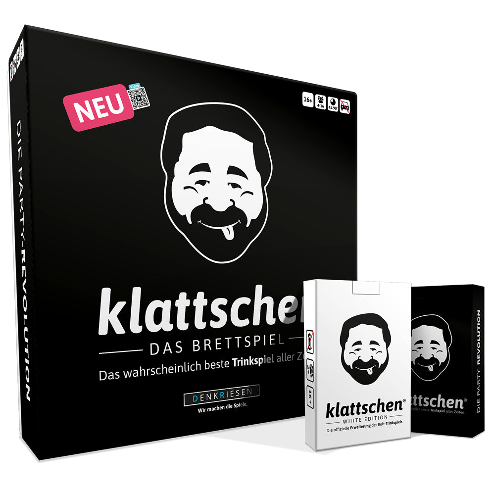 Spar-Set Henry - klattschen®  MEGA-Pack  -klattschen Brettspiel, klattschen & klattschen WHITE EDITION - Die wahrscheinlich besten Trinkspiele aller Zeiten