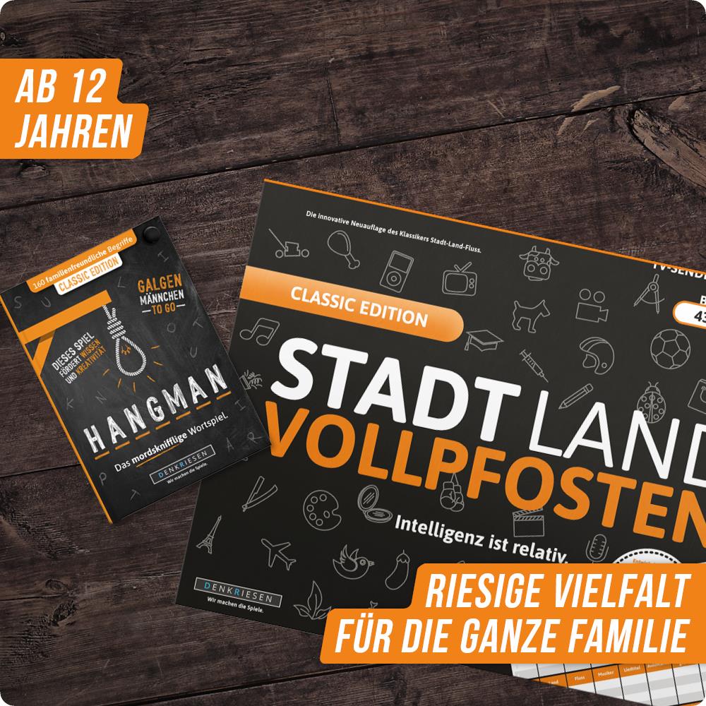 Spar-Set Marie | Stadt Land Vollpfosten® A3 Spielblock + HANGMAN® - Classic Edition