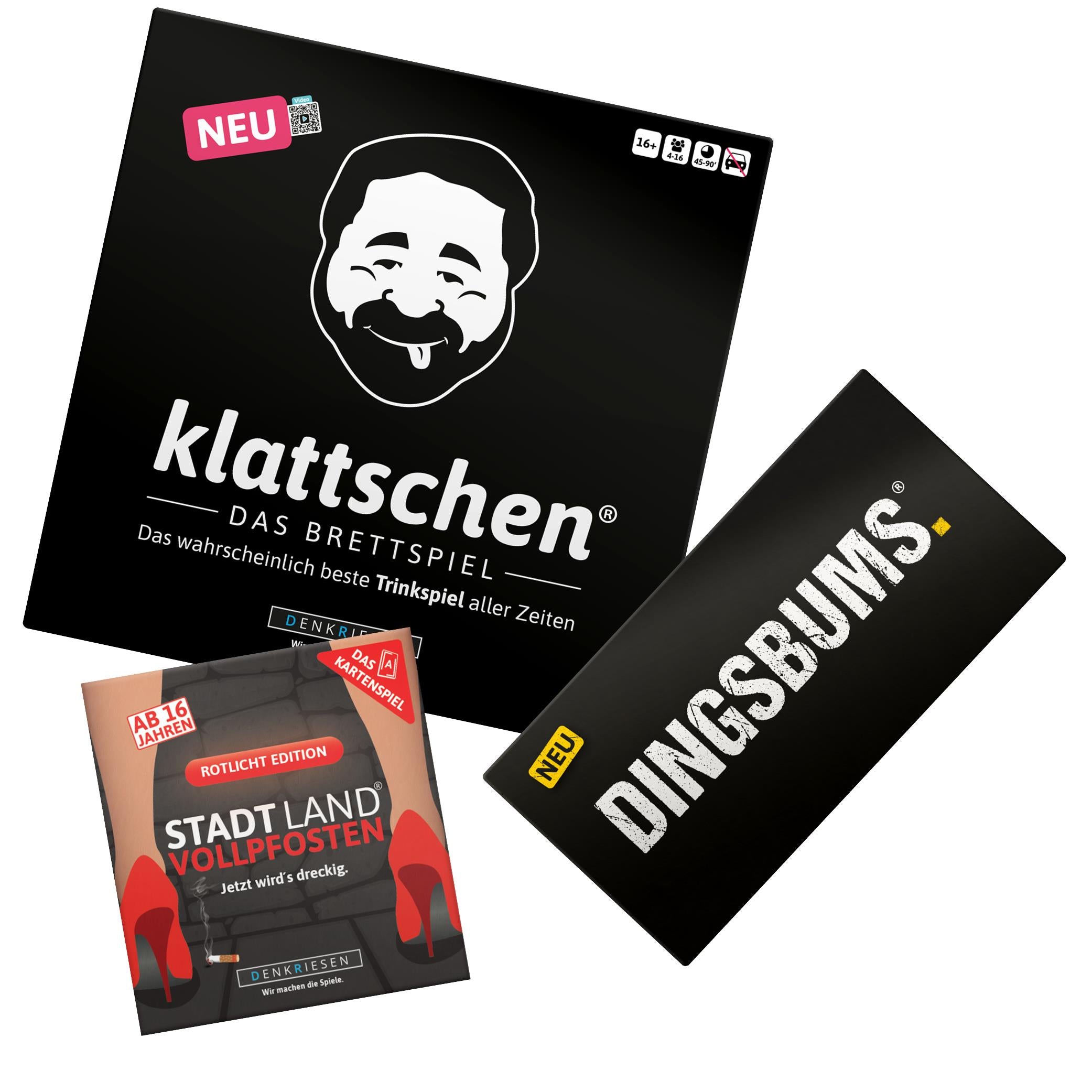 Spar-Set Florian - klattschen®  das Brettspiel, DINGSBUMS und STADT-LAND VOLLPFOSTEN - Das Kartenspiel "Rotlicht EDITION"