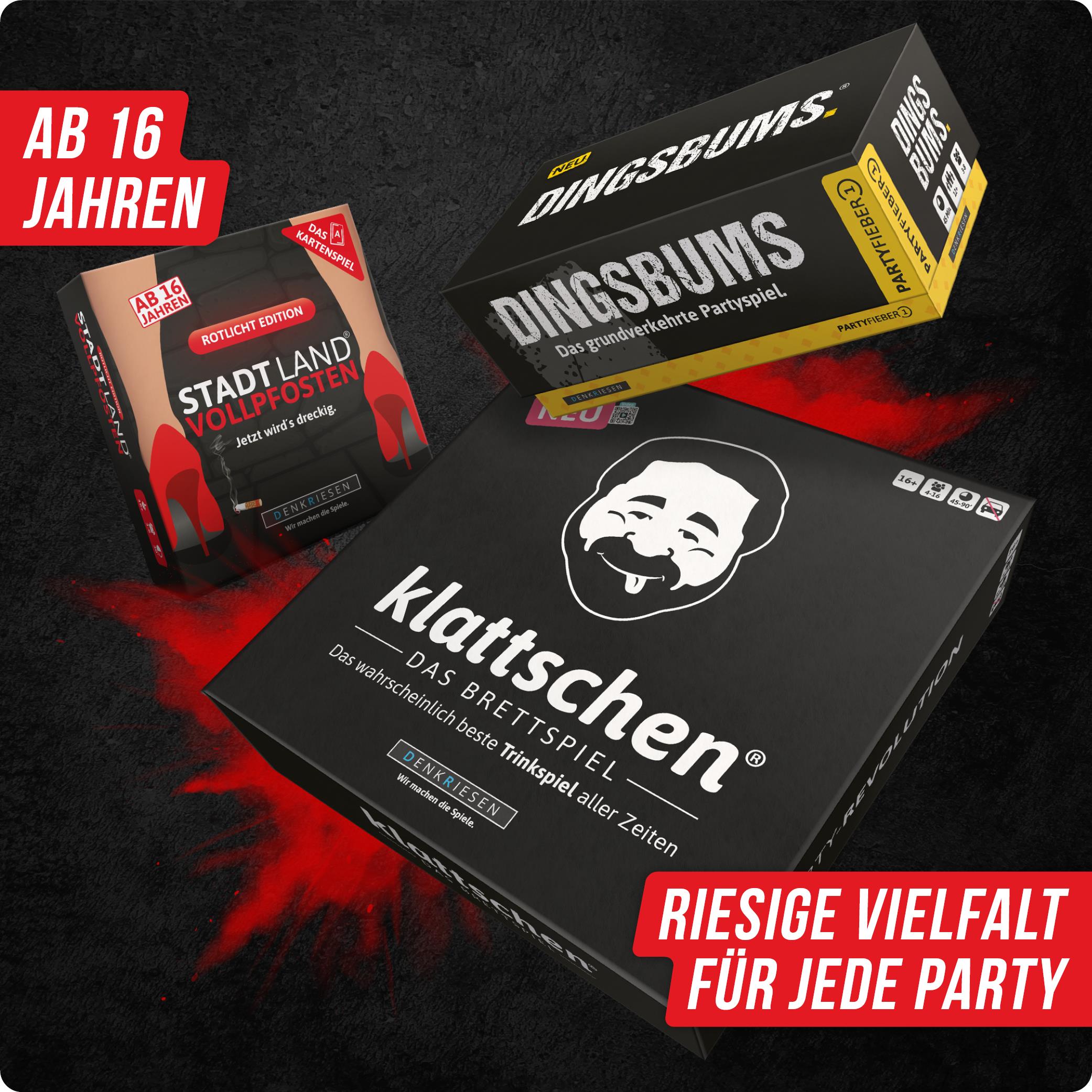 Spar-Set Florian - klattschen®  das Brettspiel, DINGSBUMS und STADT-LAND VOLLPFOSTEN - Das Kartenspiel "Rotlicht EDITION"