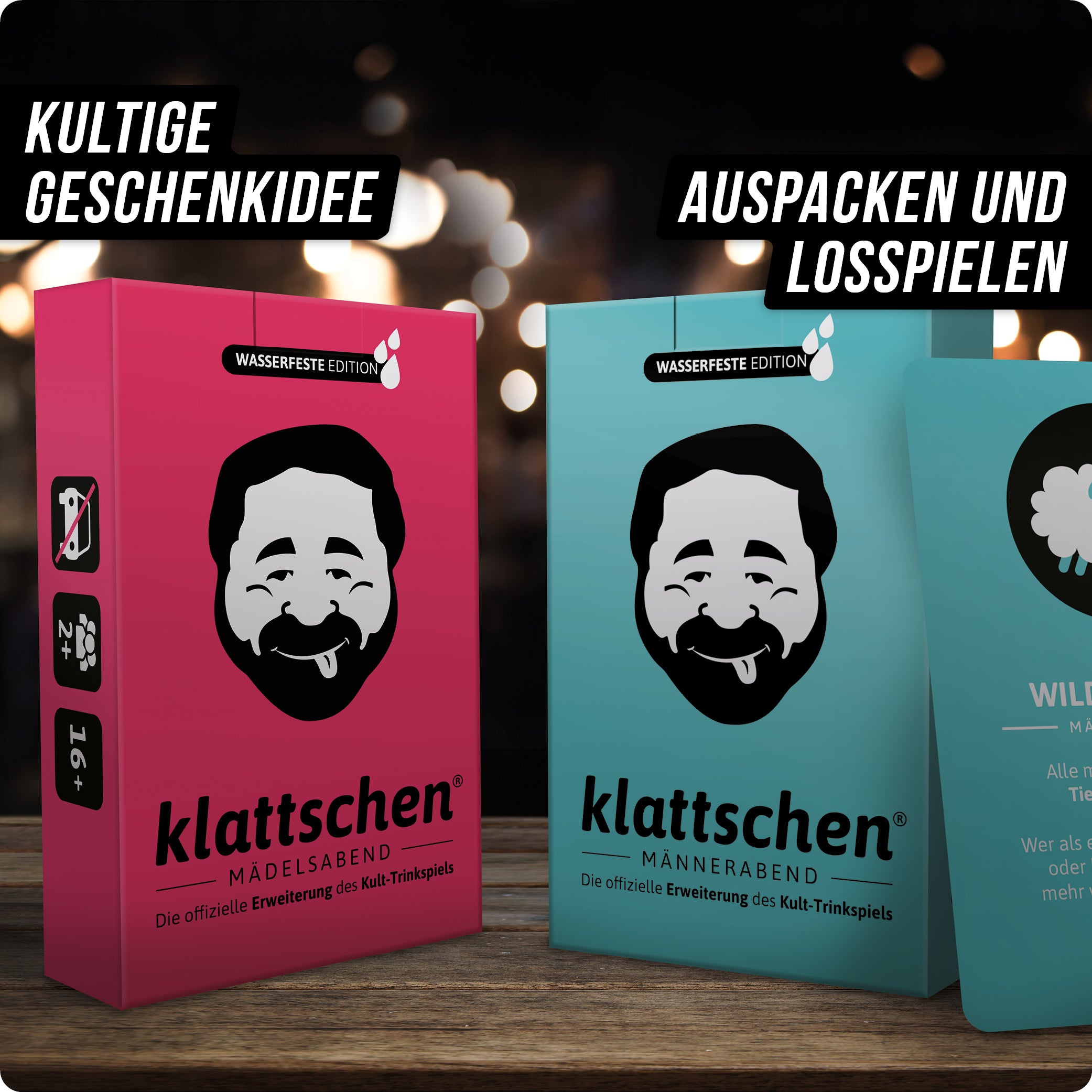 DENKRIESEN - Spar-Set Kim - klattschen® Doppelpack - klattschen Mädels &  klattschen Männerabend Wasserfeste Plastikkarten