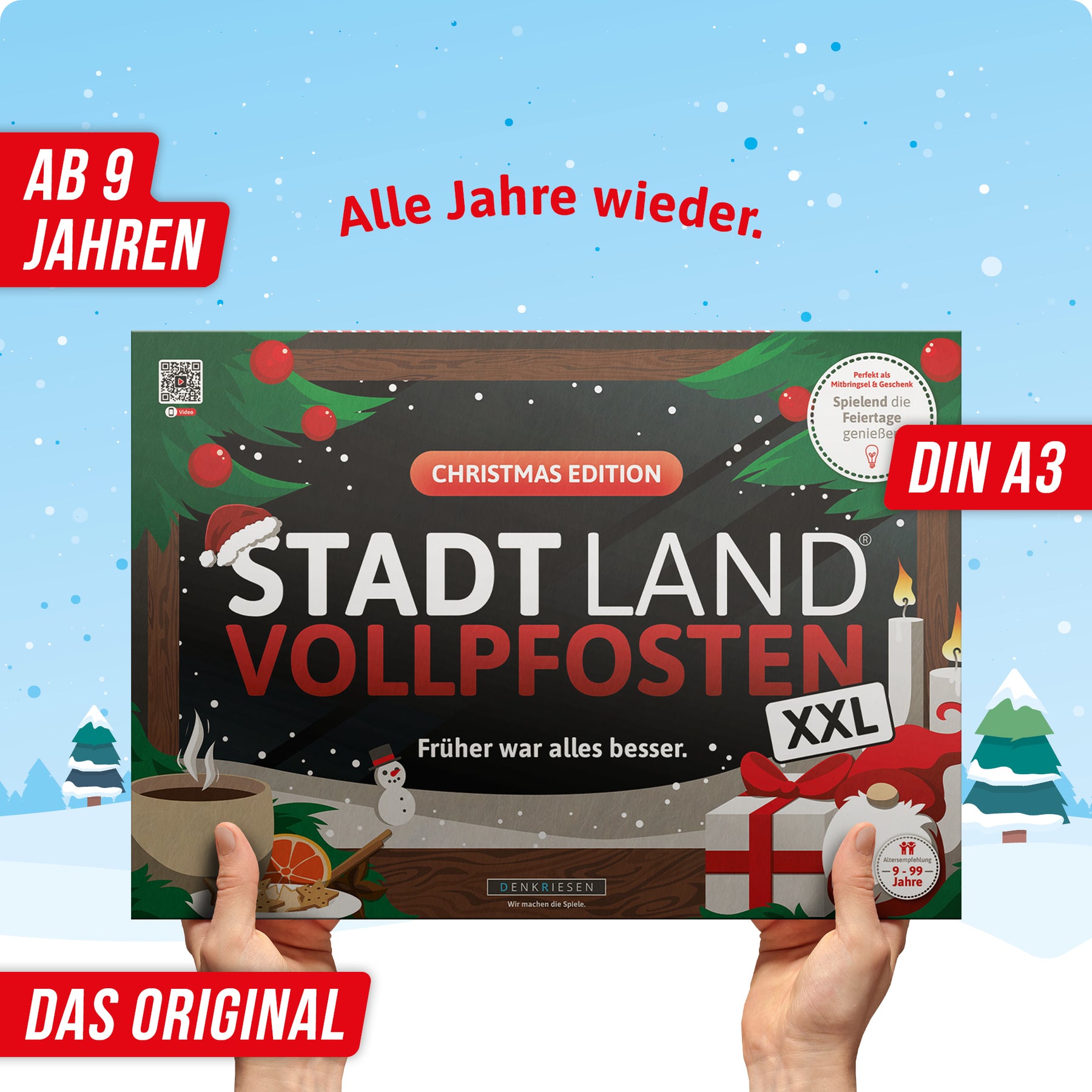 Stadt Land Vollpfosten® A3 Spielblock | Christmas Edition