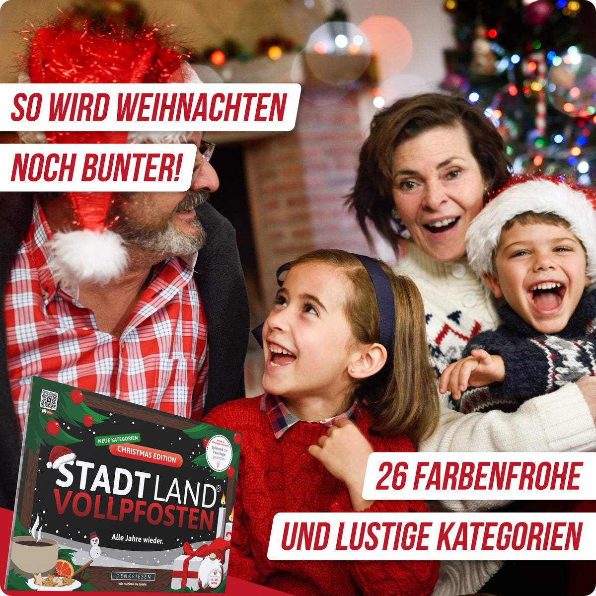 Stadt Land Vollpfosten® Spielblock | Christmas Edition