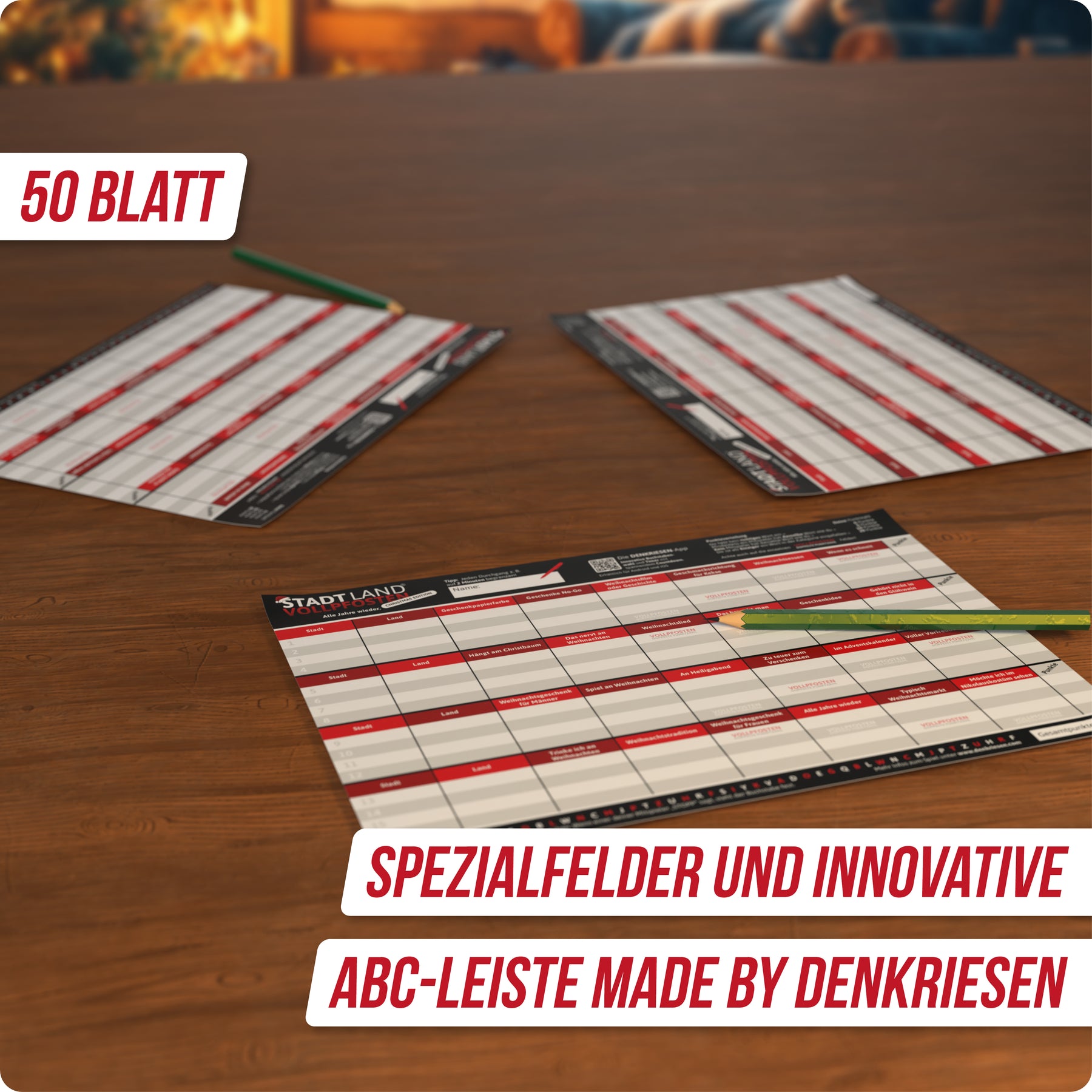 Stadt Land Vollpfosten® Spielblock | Christmas Edition