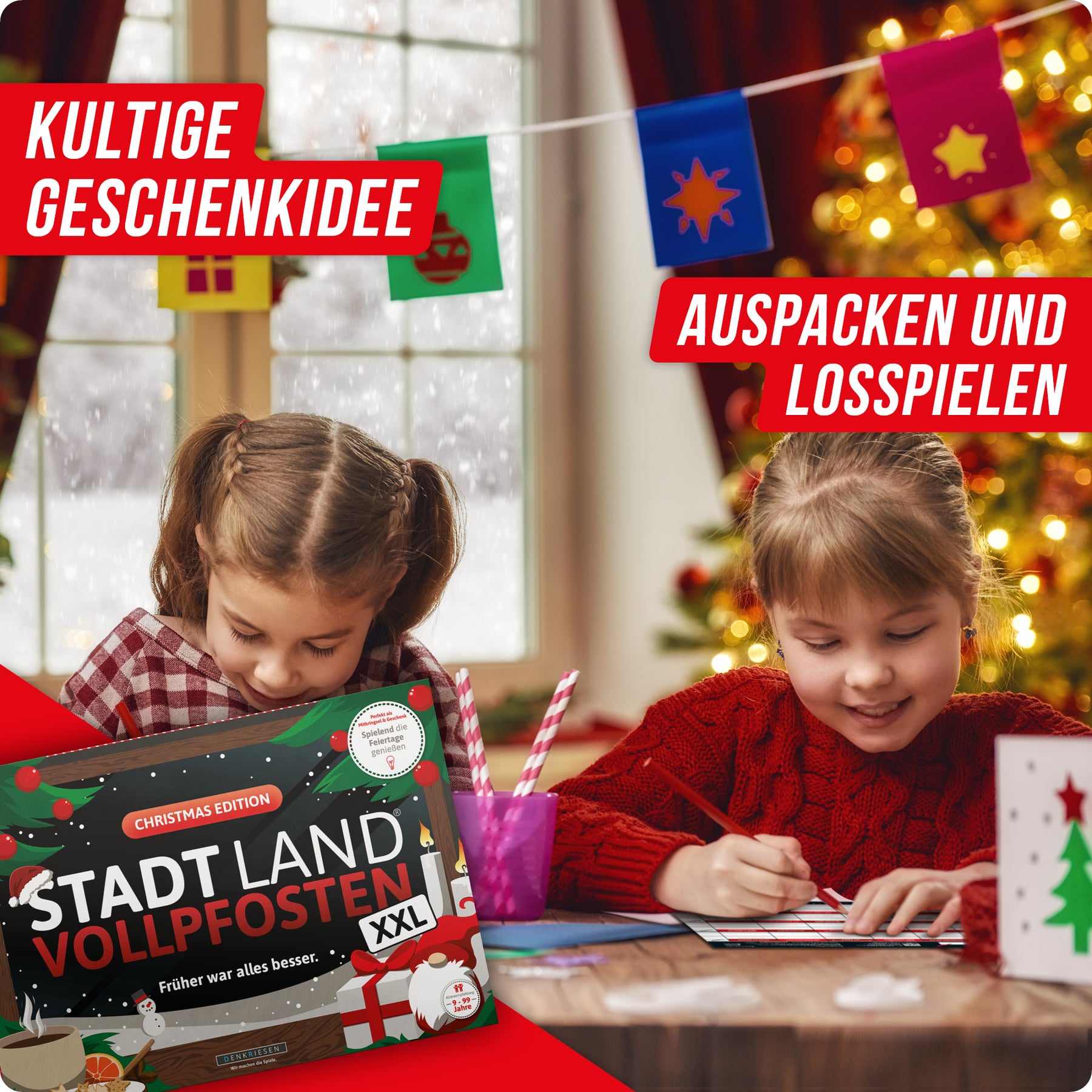 Stadt Land Vollpfosten® A3 Spielblock | Christmas Edition