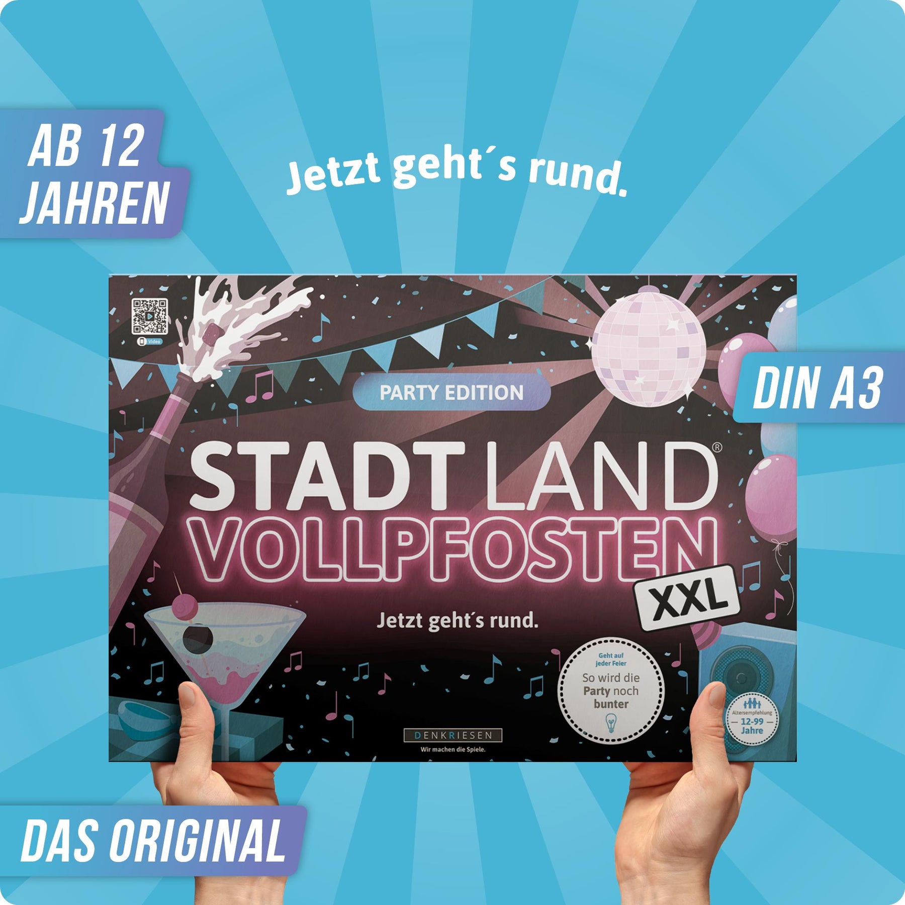 Stadt Land Vollpfosten® A3 Spielblock | Party Edition