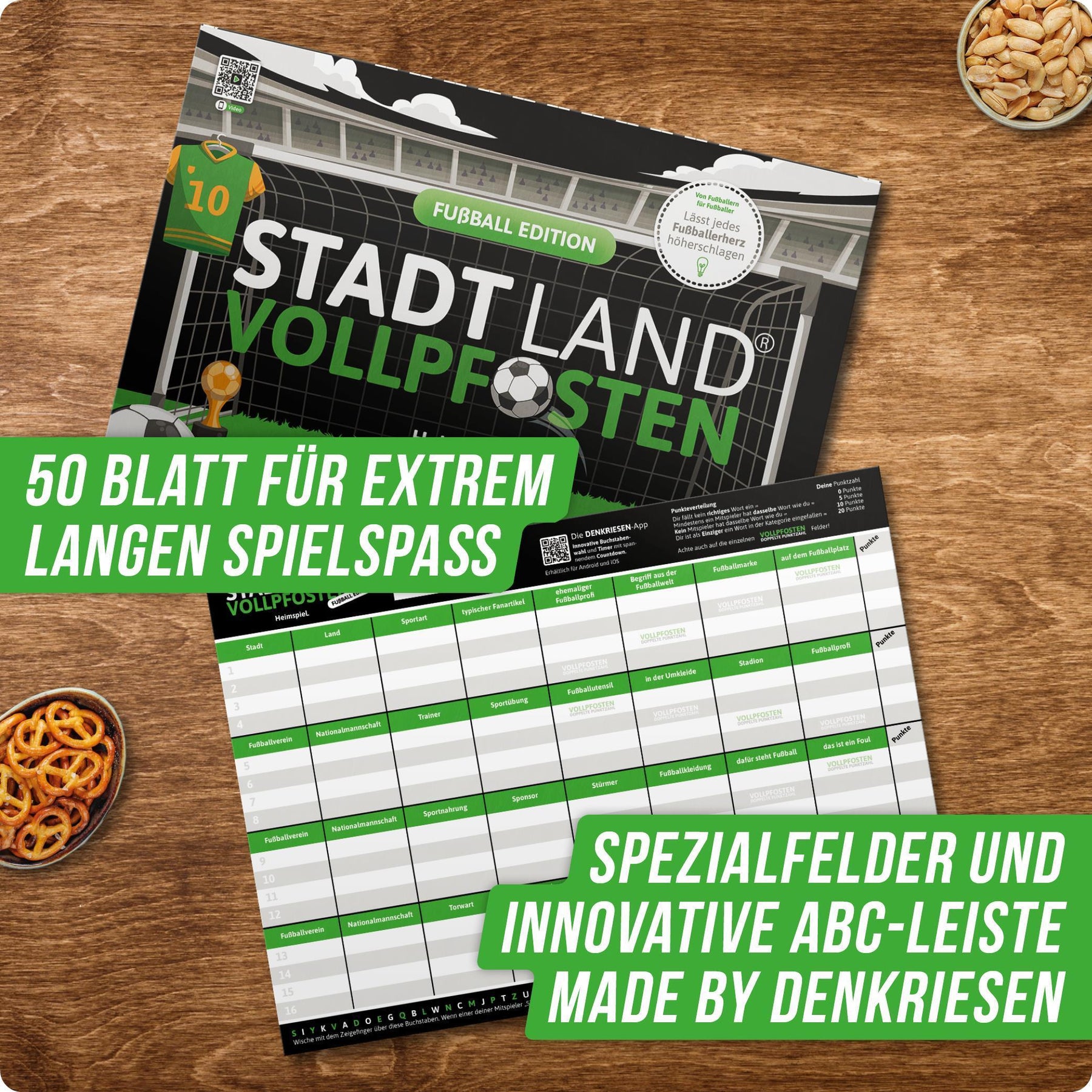 Stadt Land Vollpfosten® Spielblock | Fußball Edition