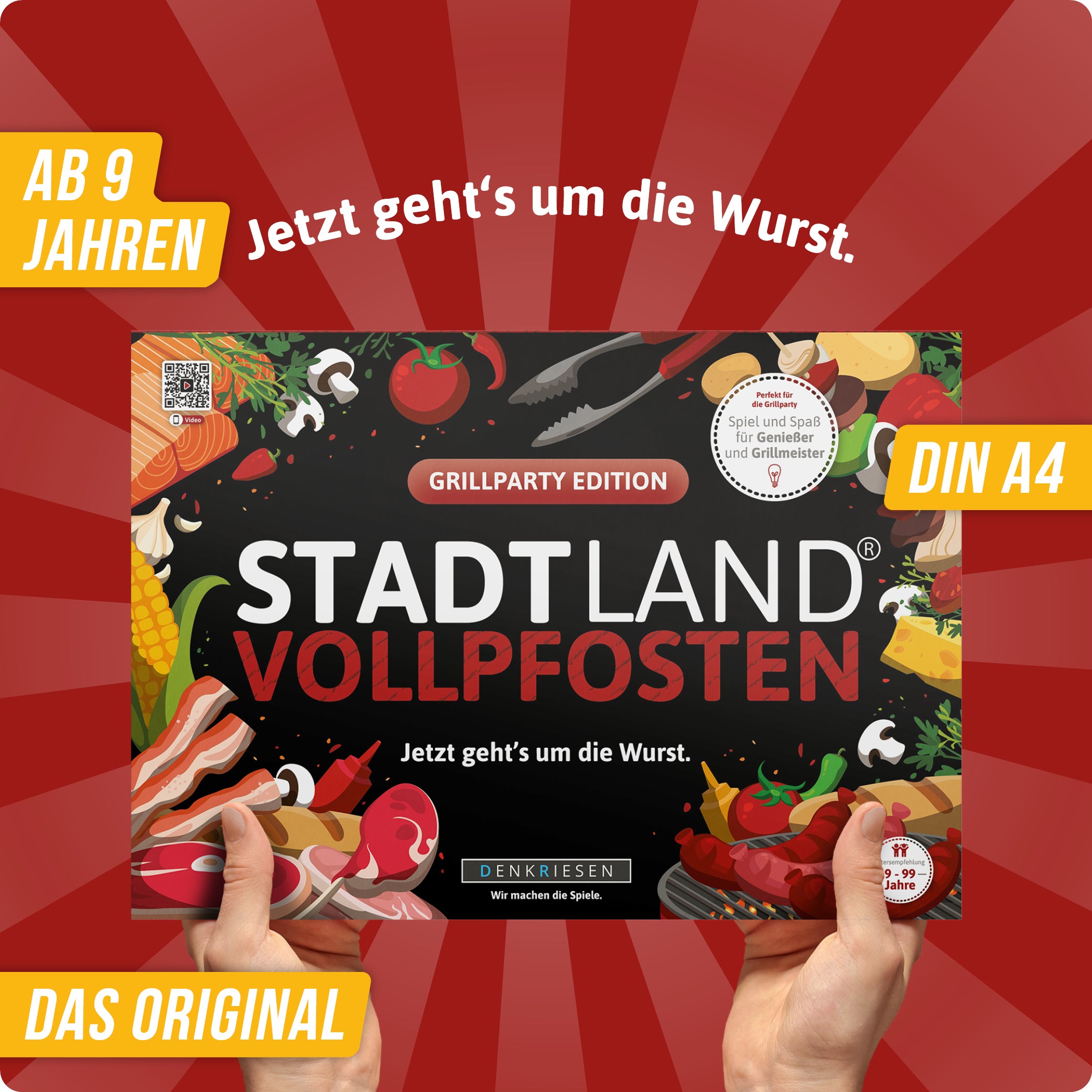 Stadt Land Vollpfosten® Grillparty Edition – "Jetzt geht's um die Wurst." | A4 Spielblock