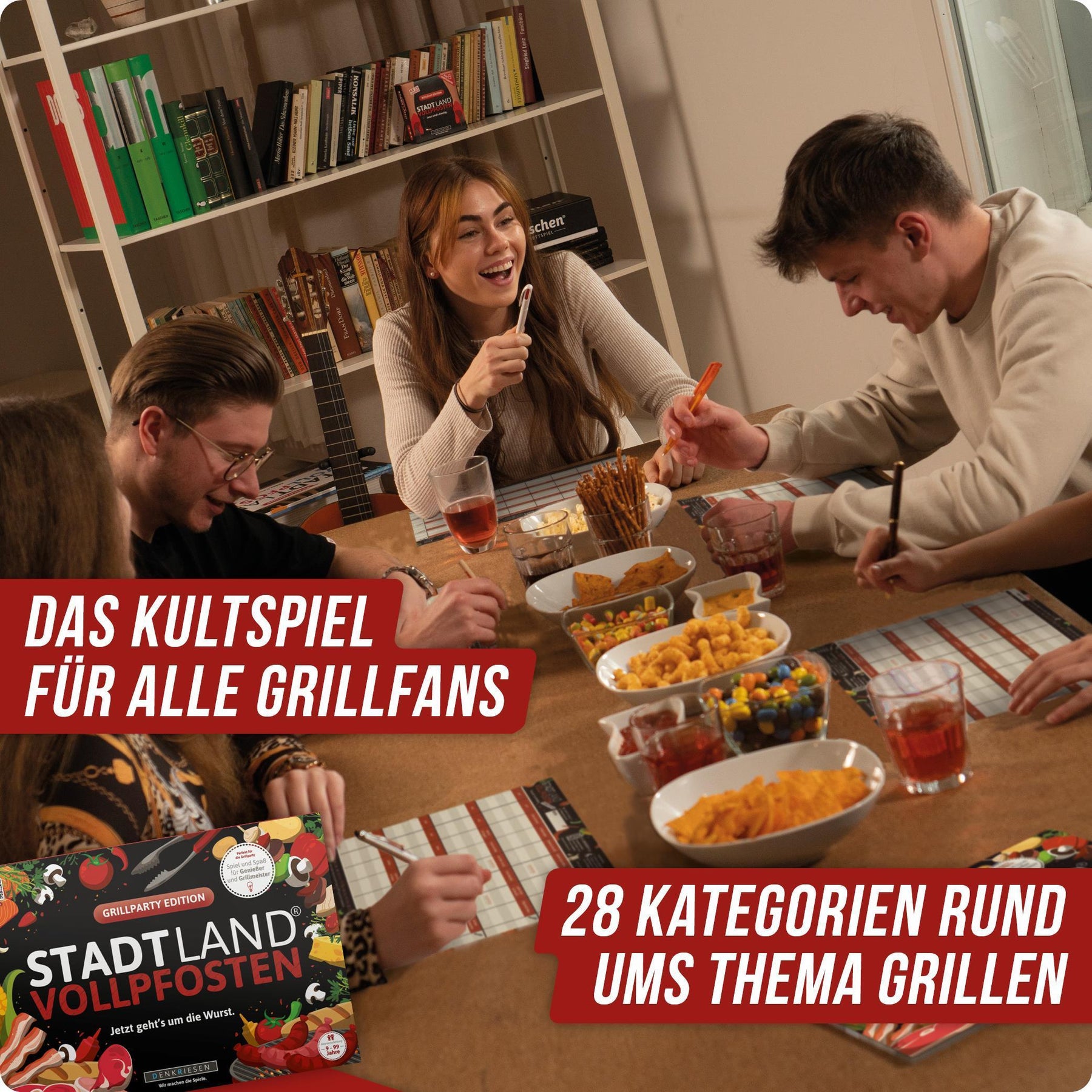Stadt Land Vollpfosten® Spielblock | Grillparty Edition