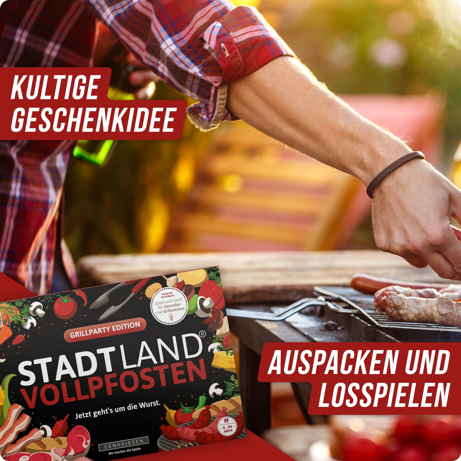 Stadt Land Vollpfosten® Spielblock | Grillparty Edition