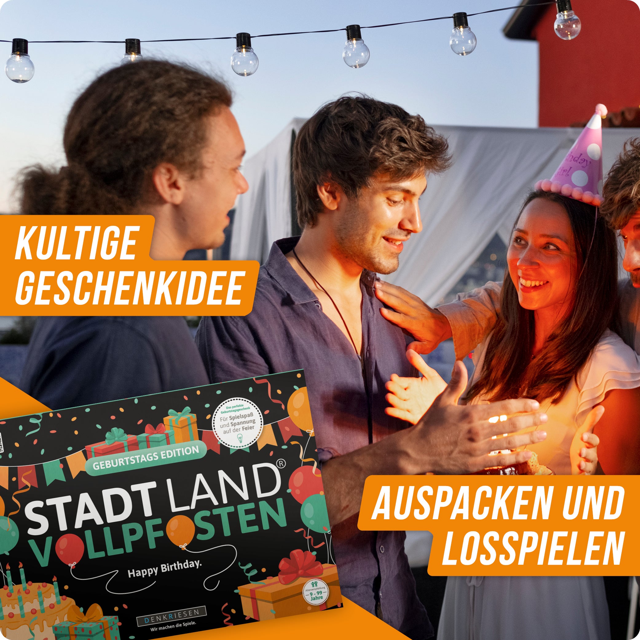 Stadt Land Vollpfosten® Geburtstags Edition – "Happy Birthday." | A4 Spielblock