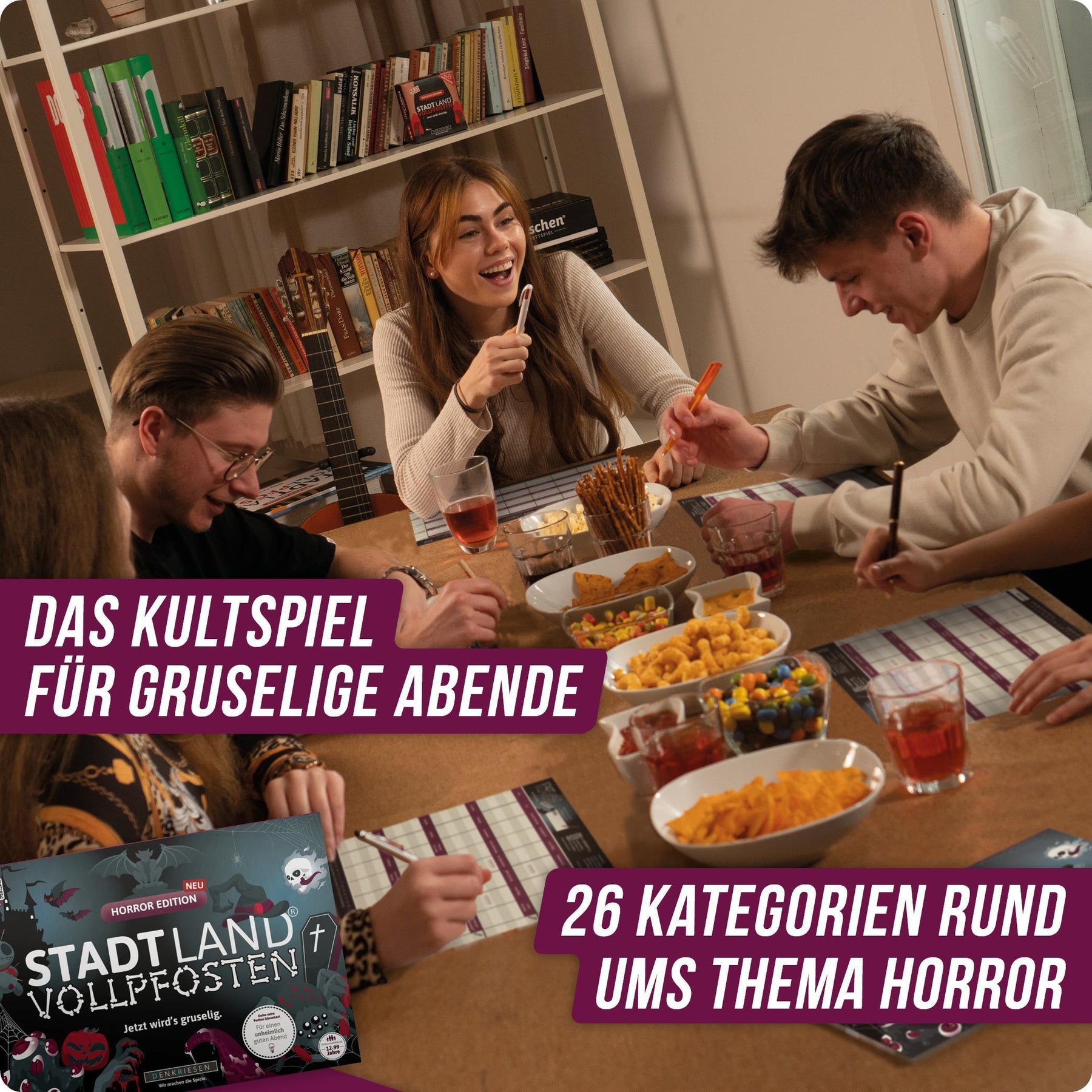 Stadt Land Vollpfosten® Spielblock | Horror Edition