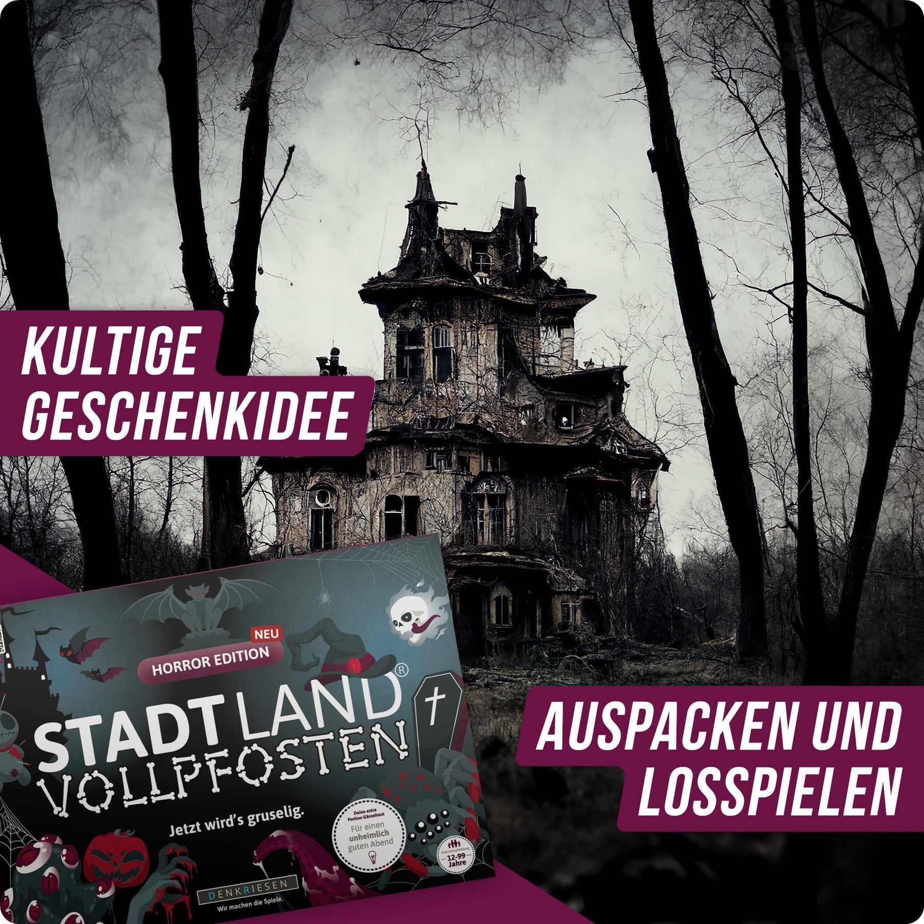 Stadt Land Vollpfosten® Spielblock | Horror Edition