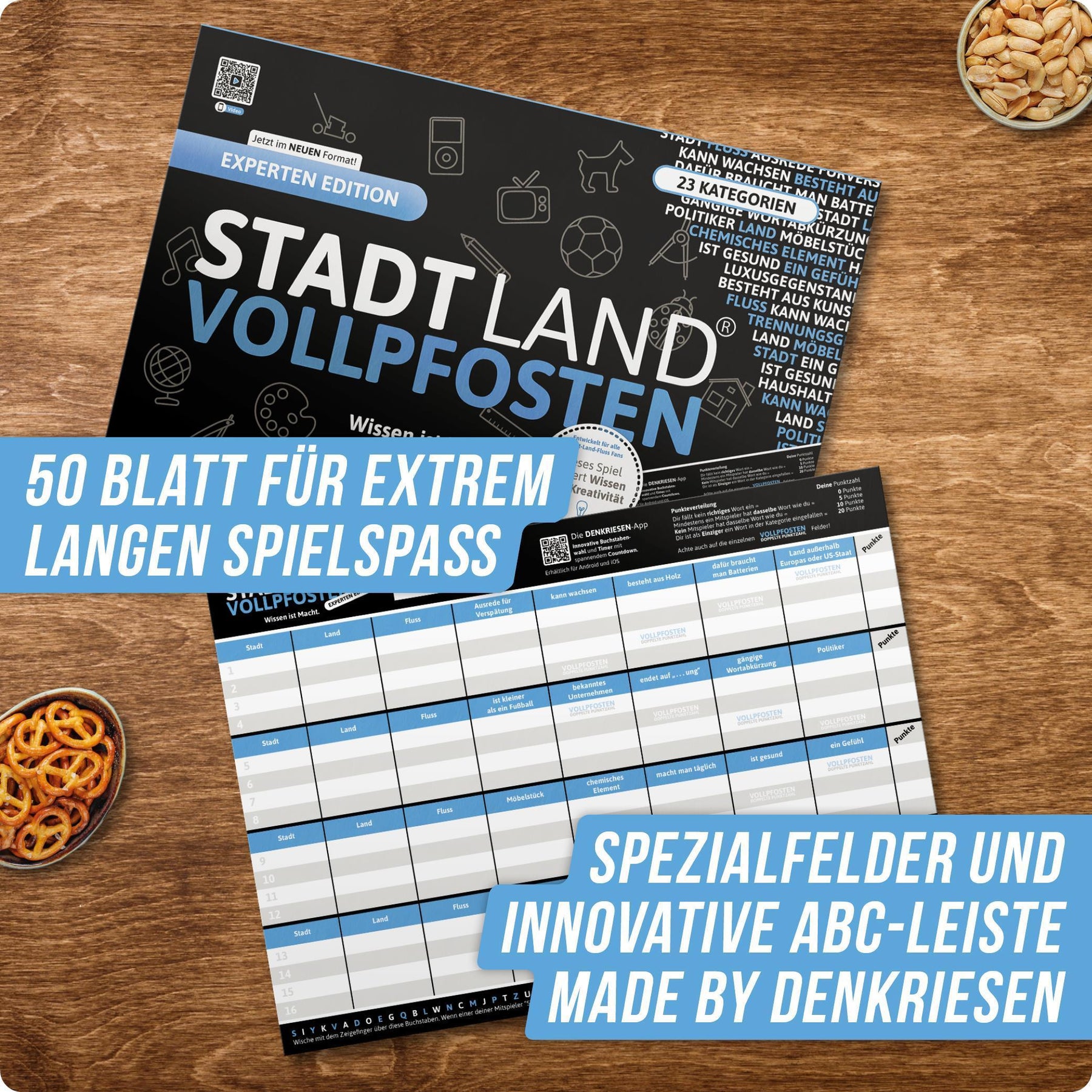 Stadt Land Vollpfosten® Spielblock | Experten Edition
