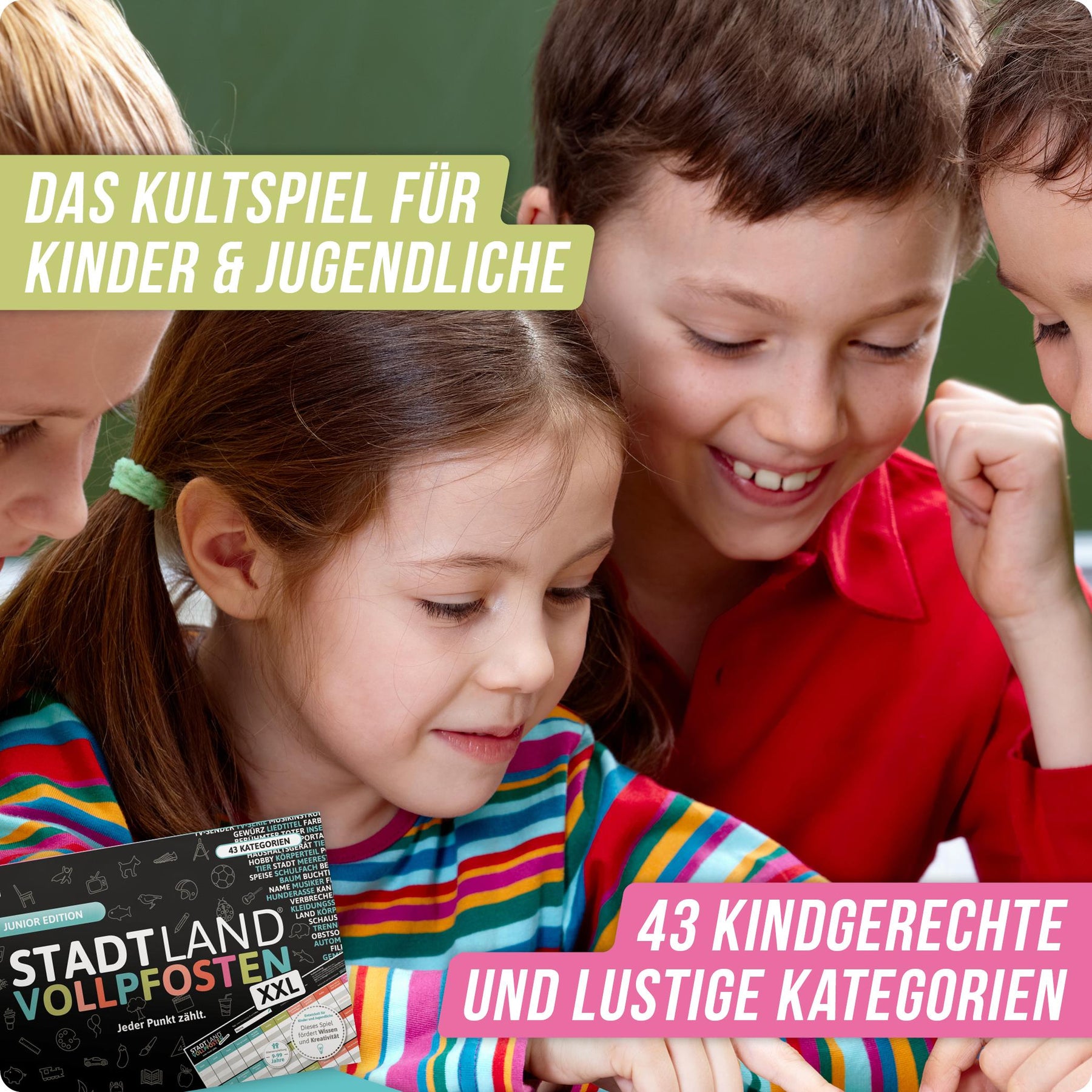 Stadt Land Vollpfosten® A3 Spielblock | Junior Edition