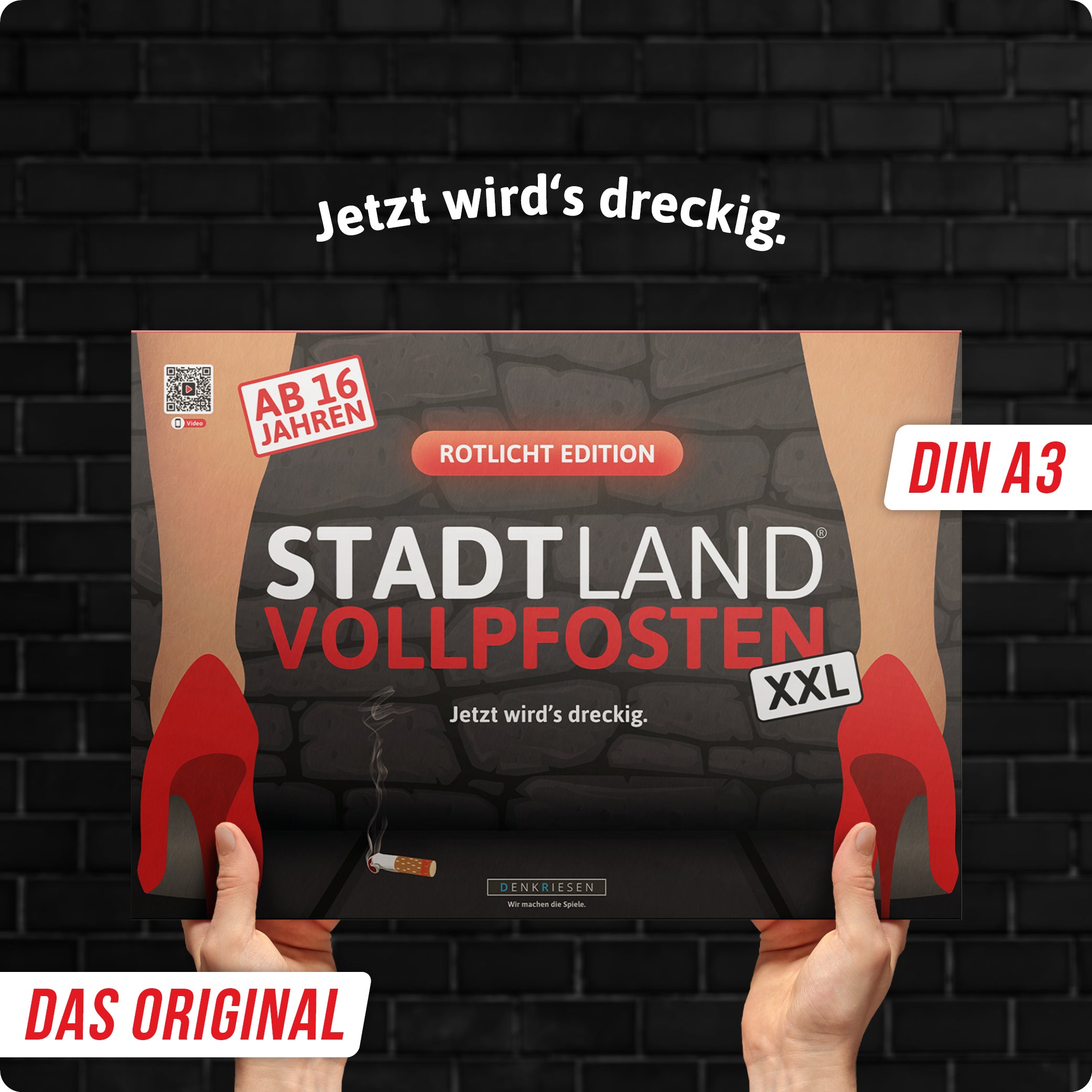 Stadt Land Vollpfosten® Rotlicht Edition – "Jetzt wird's dreckig." | A3 Spielblock