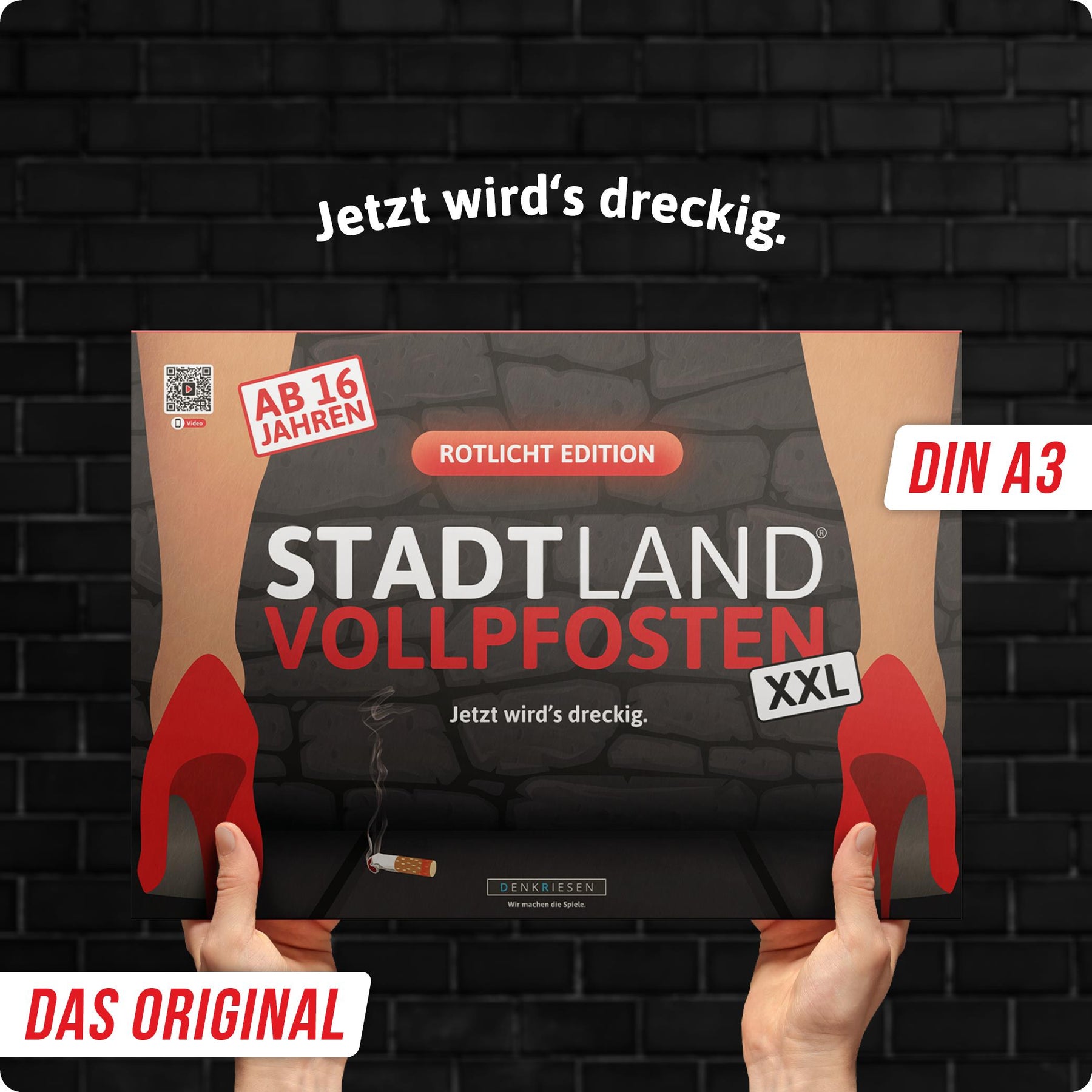 Stadt Land Vollpfosten® A3 Spielblock | Rotlicht Edition