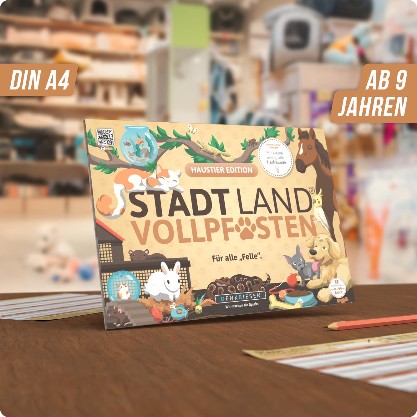 Stadt Land Vollpfosten® Spielblock | Haustier Edition