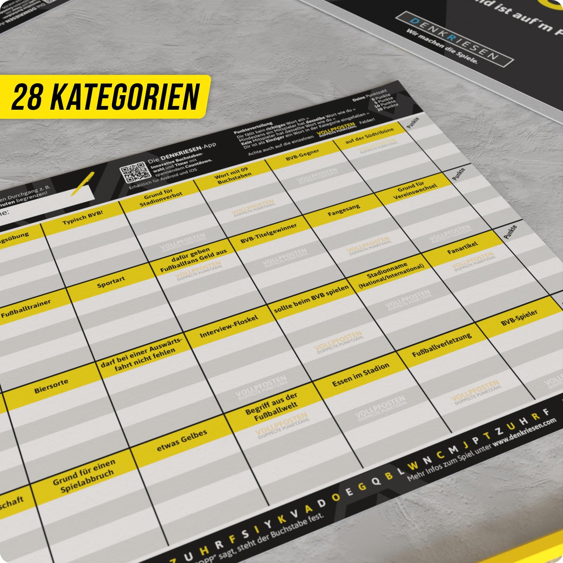 Stadt Land Vollpfosten® Spielblock | BVB Edition