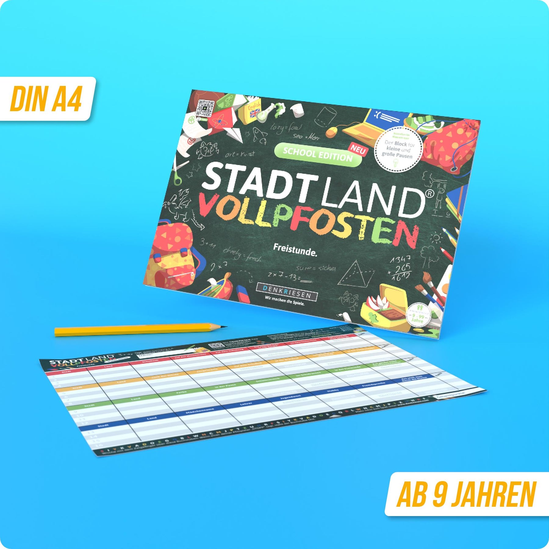 Stadt Land Vollpfosten® Spielblock | School Edition
