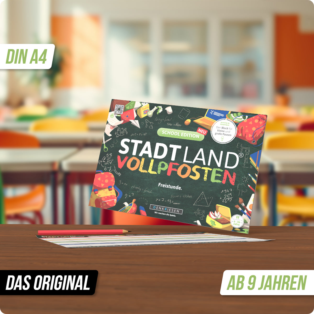 Stadt Land Vollpfosten® Spielblock | School Edition