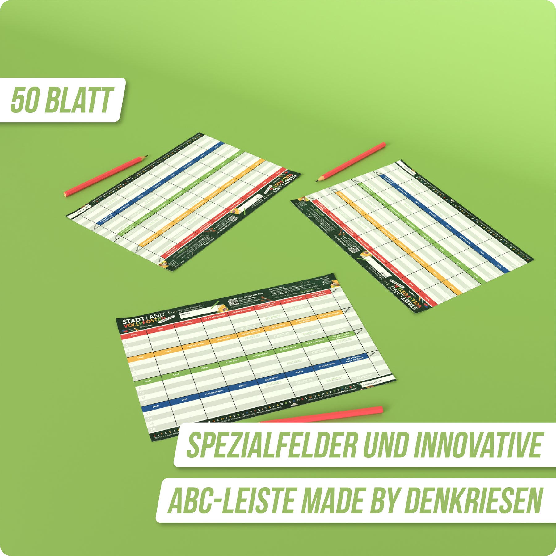 Stadt Land Vollpfosten® Spielblock | School Edition