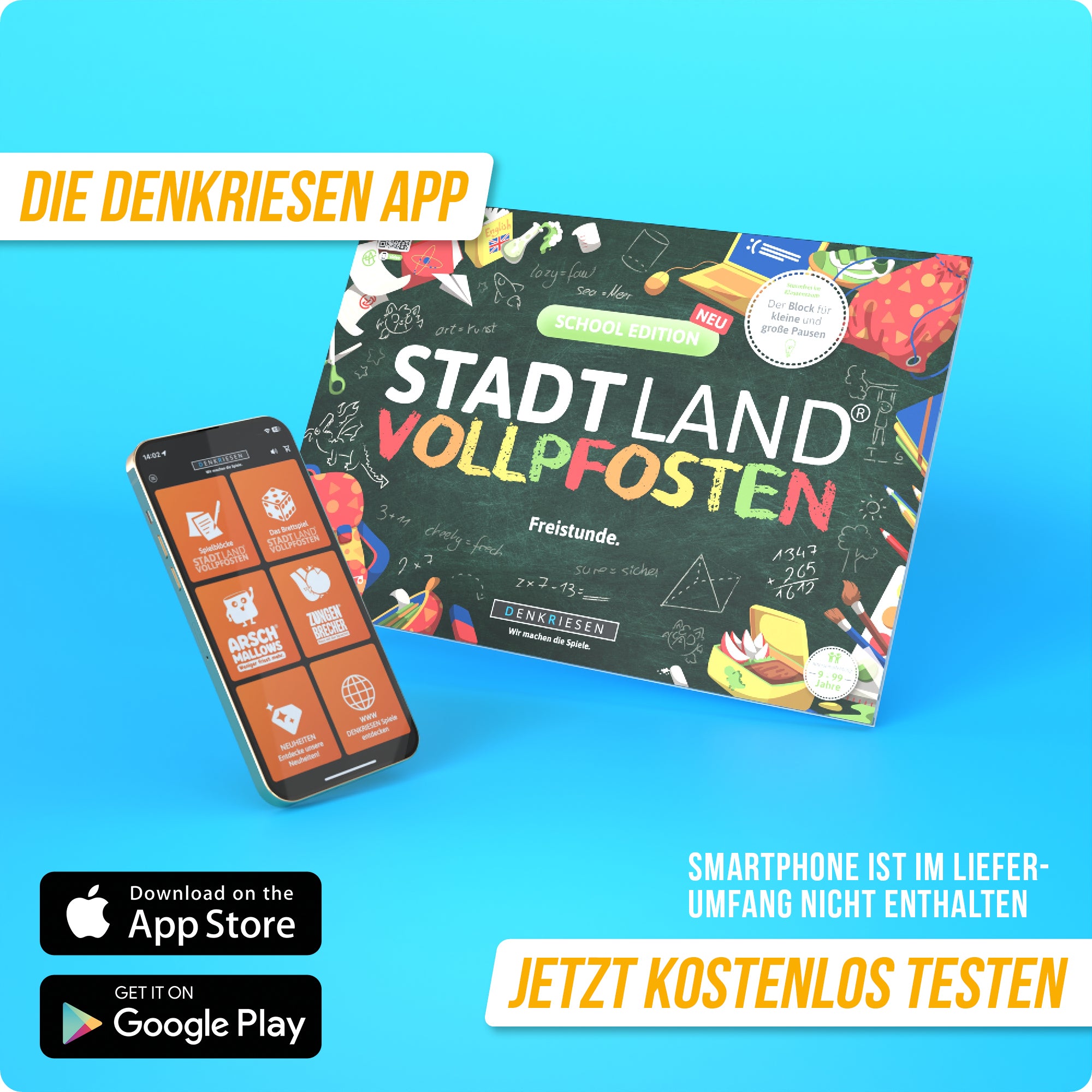 Stadt Land Vollpfosten® School Edition – "Freistunde." | A4 Spielblock