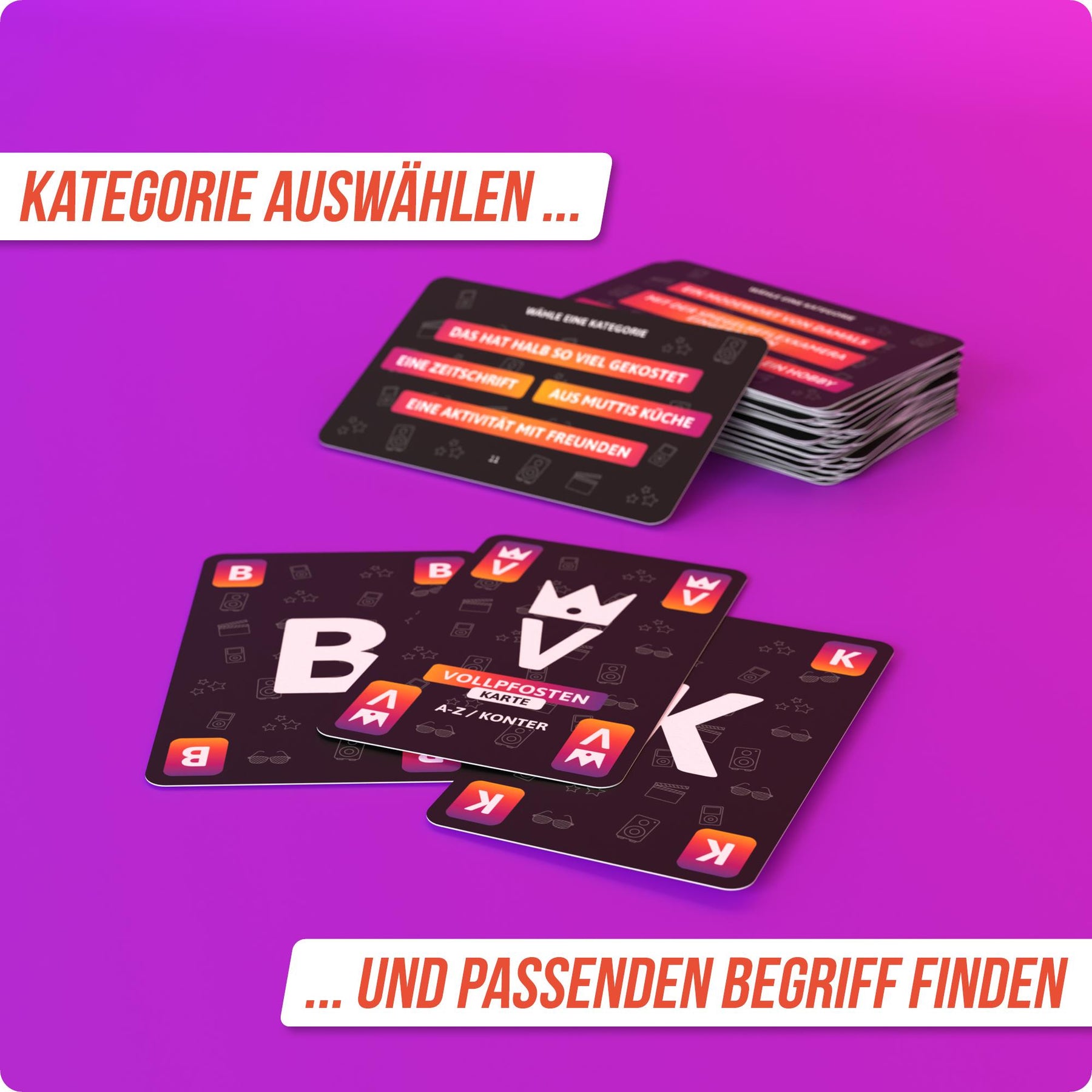 Stadt Land Vollpfosten® Kartenspiel | 70/80/90 Edition