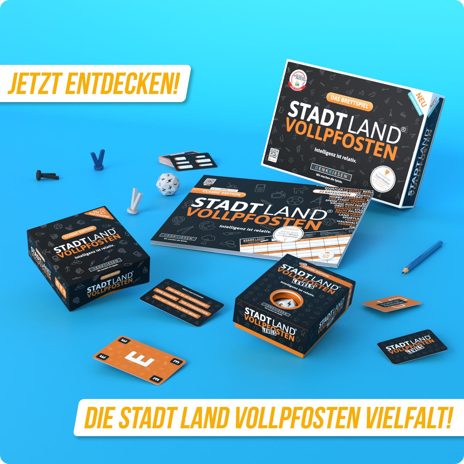 Stadt Land Vollpfosten® Kartenspiel | 70/80/90 Edition