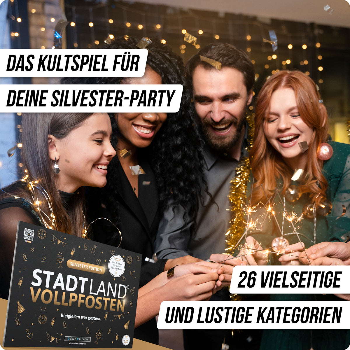 Stadt Land Vollpfosten® Spielblock | Silvester Edition