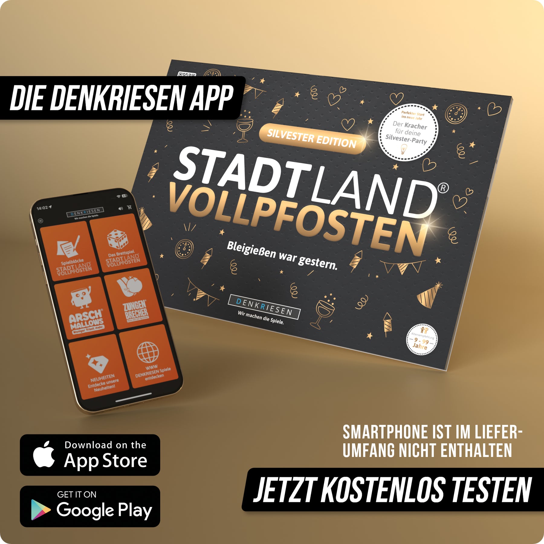 Stadt Land Vollpfosten® Spielblock | Silvester Edition