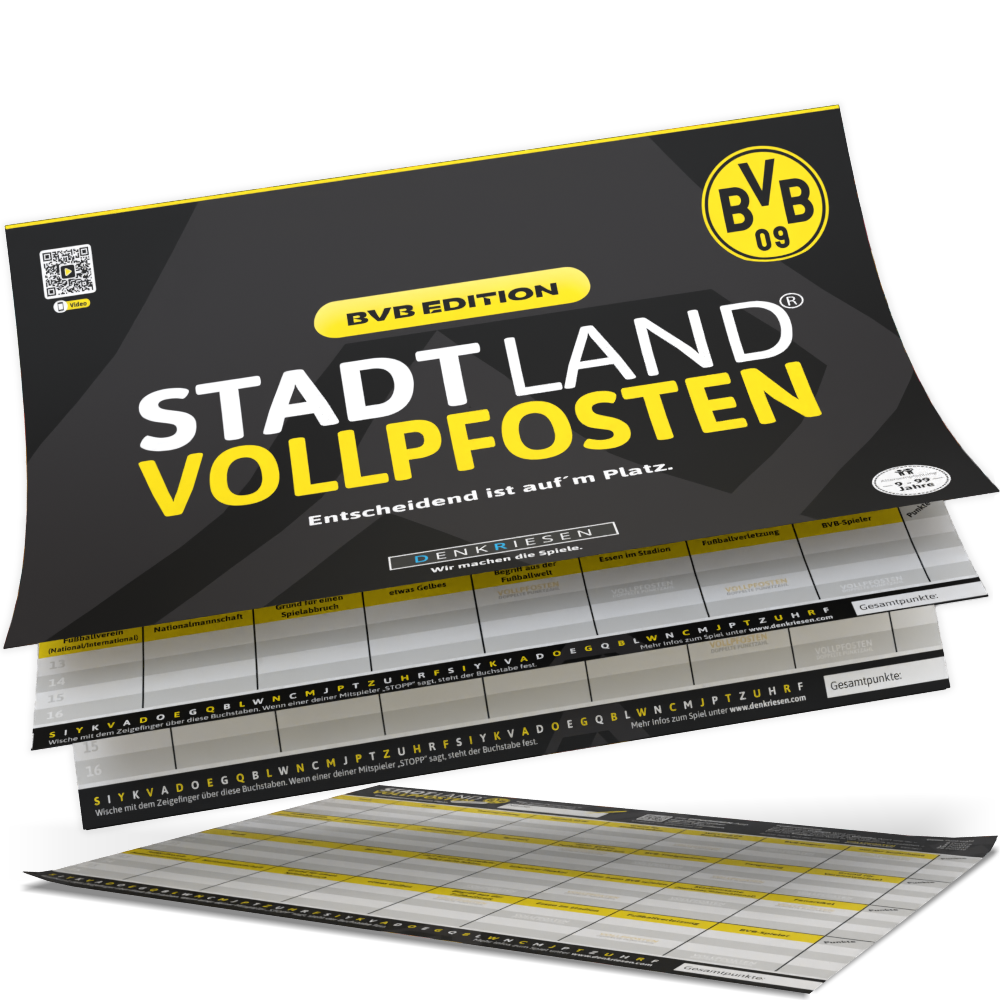 Stadt Land Vollpfosten® Spielblock | BVB Edition
