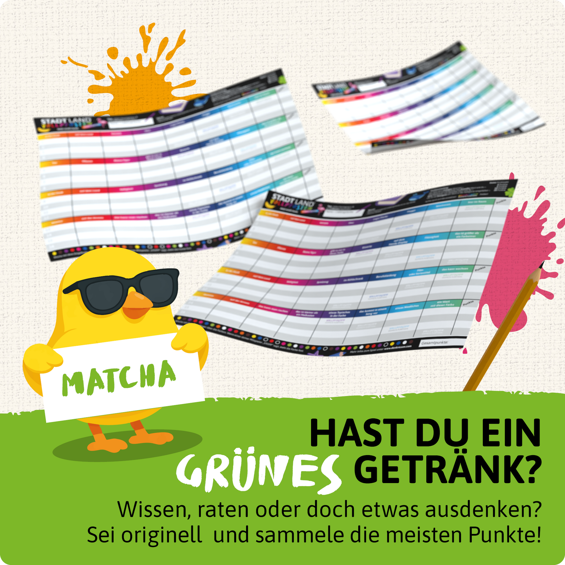 Stadt Land Vollpfosten® Spielblock | Farben Edition
