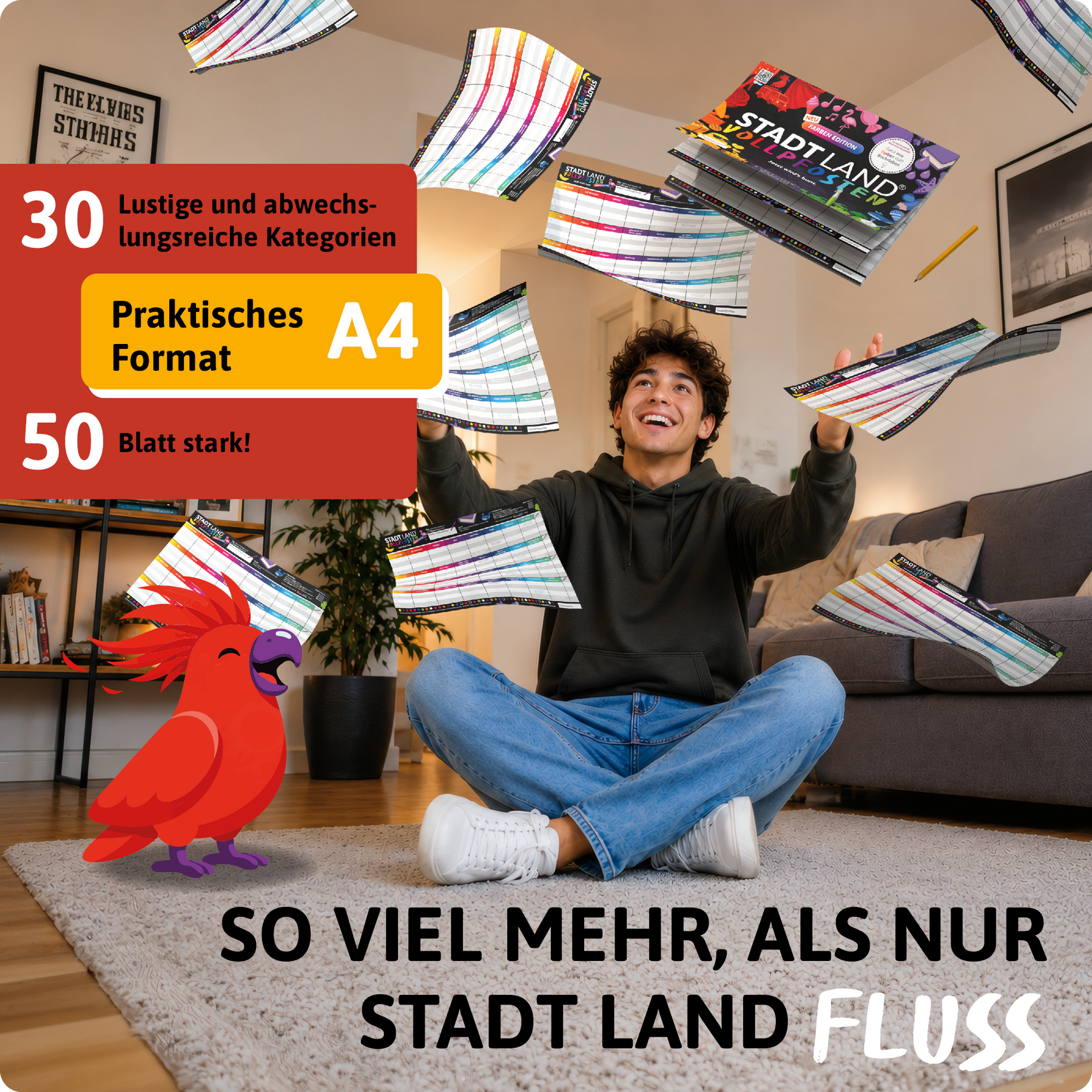 Stadt Land Vollpfosten® Spielblock | Farben Edition