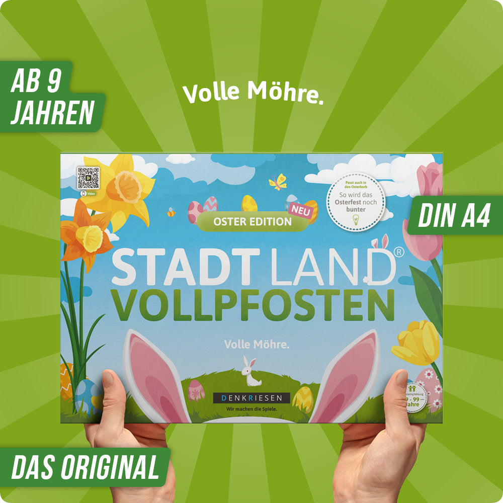 Stadt Land Vollpfosten® Oster Edition – "Volle Möhre." | A4 Spielblock