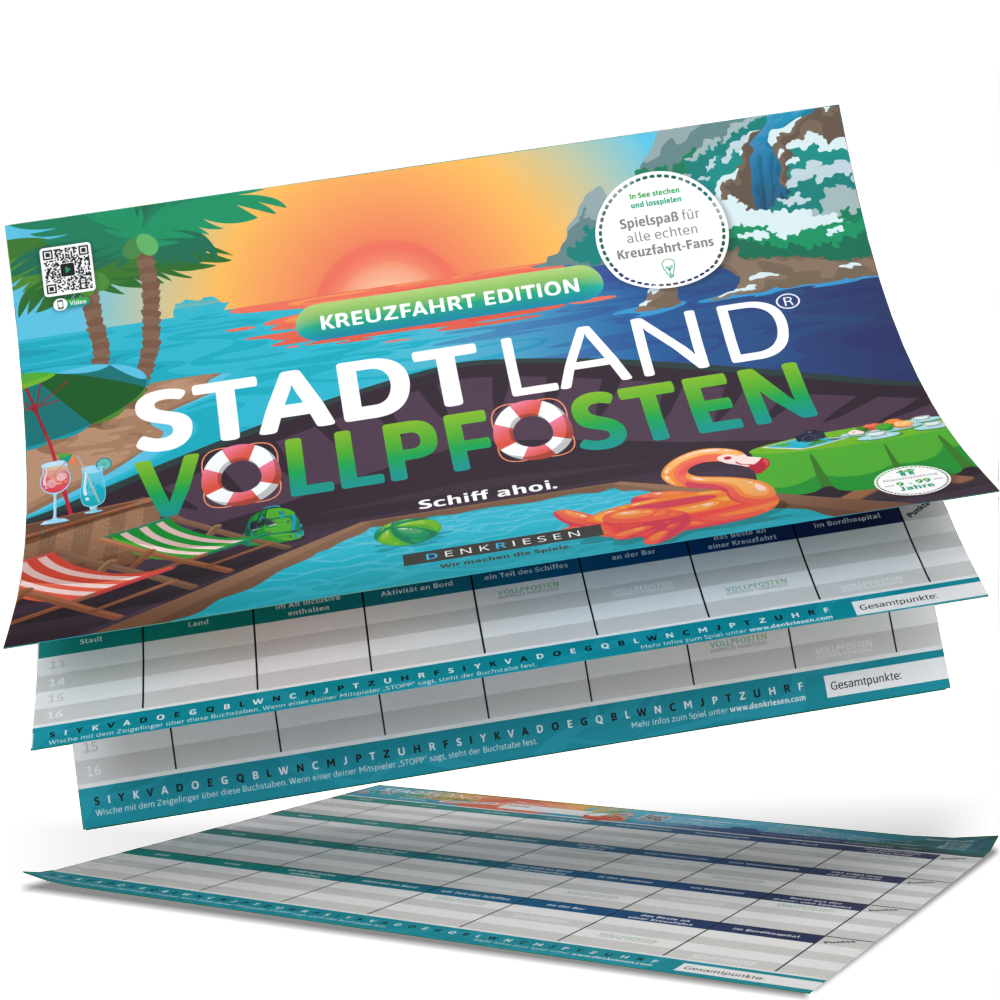 Stadt Land Vollpfosten® Spielblock | Kreuzfahrt Edition