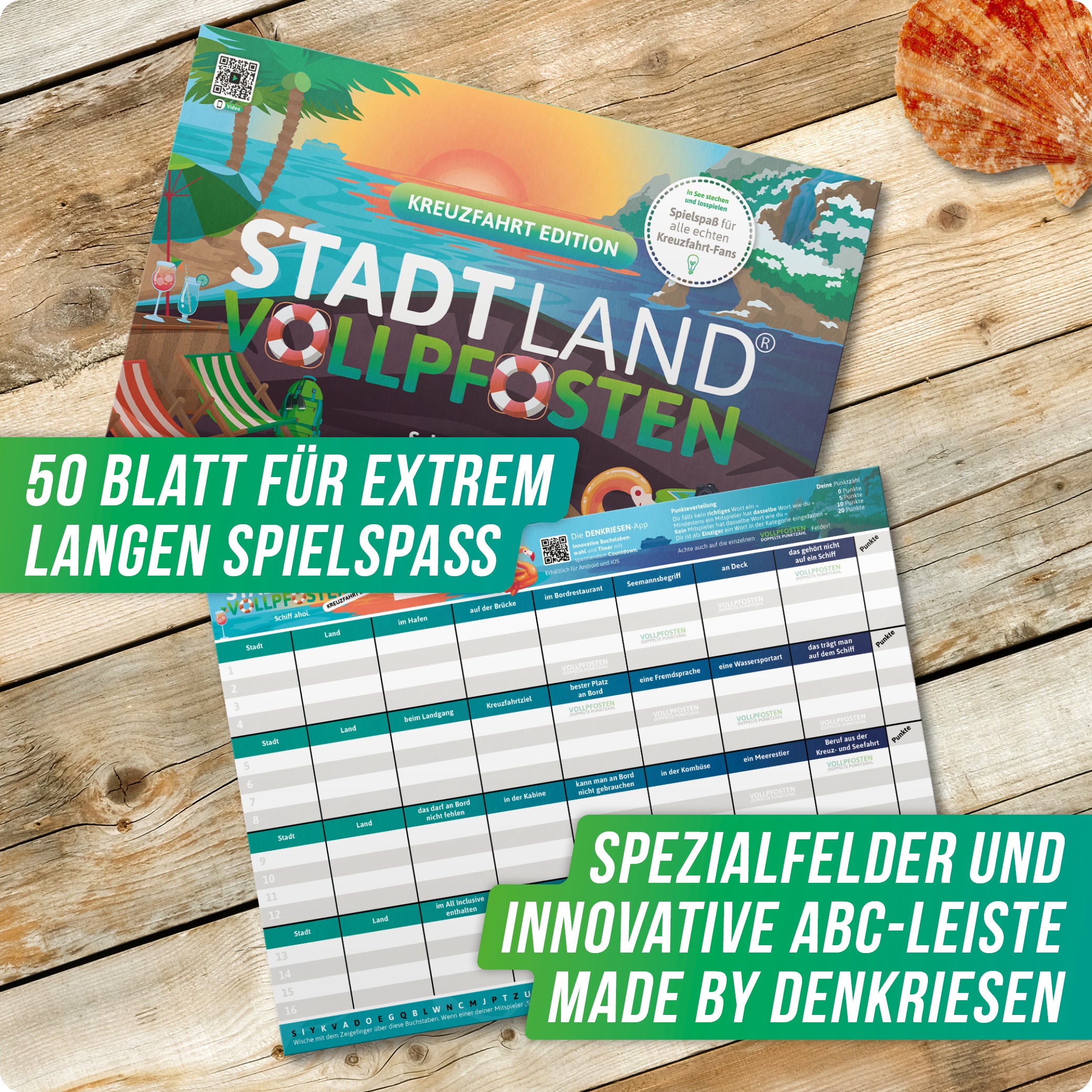 Stadt Land Vollpfosten® Kreuzfahrt Edition – "Schiff ahoi!" | A4 Spielblock
