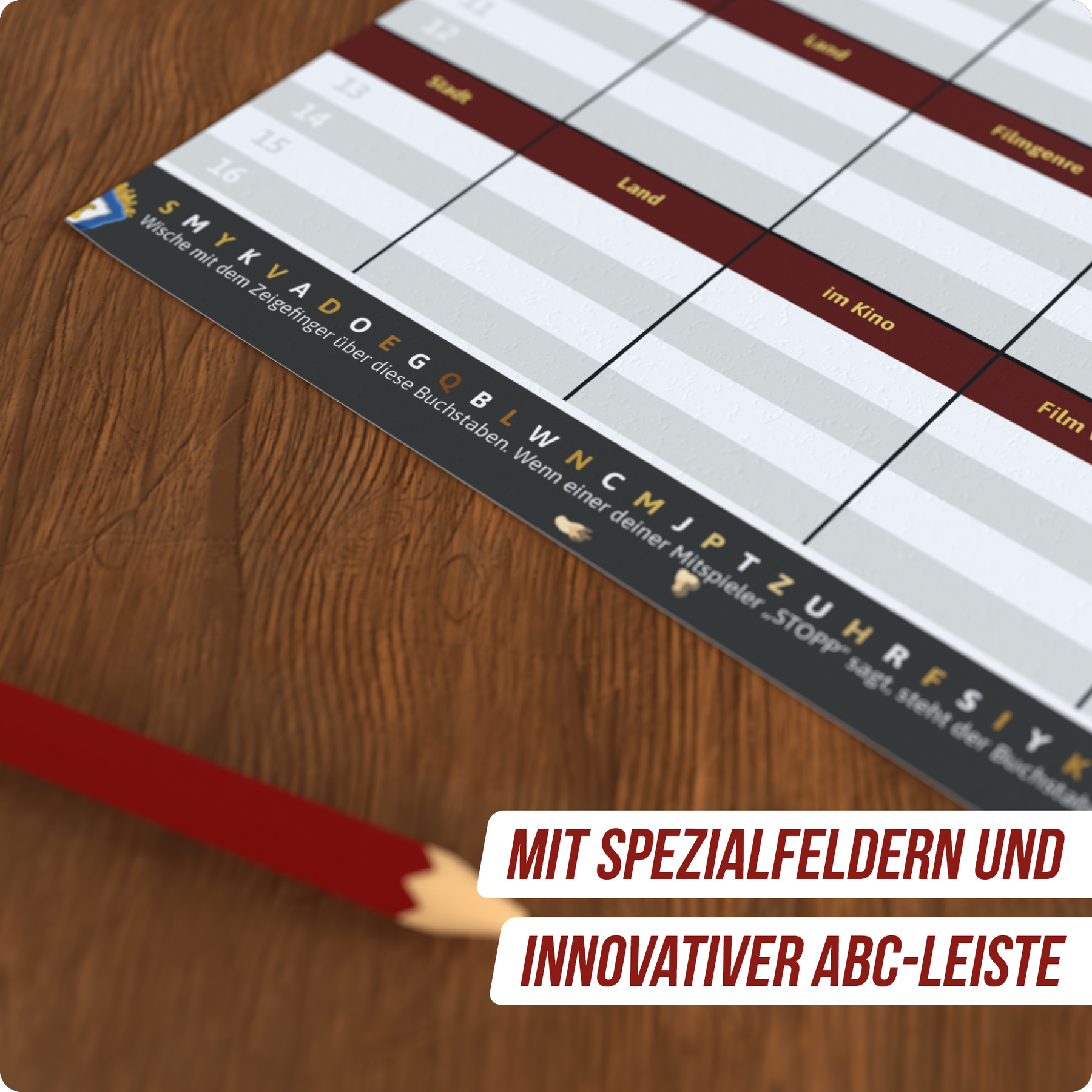 Stadt Land Vollpfosten® Spielblock | Film Edition