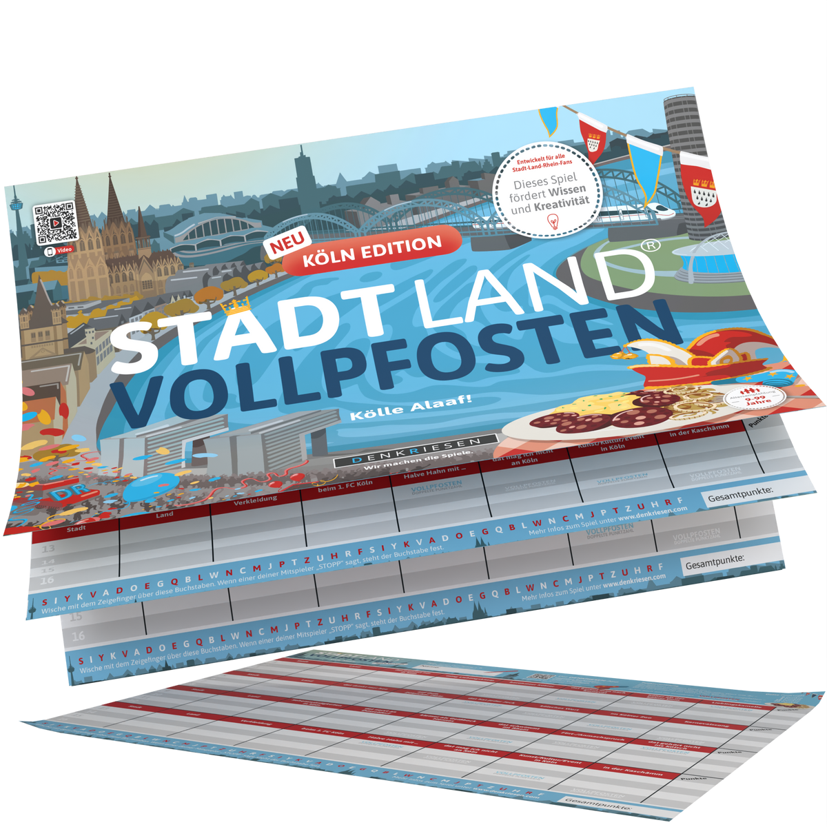 Stadt Land Vollpfosten® Spielblock | Köln Edition