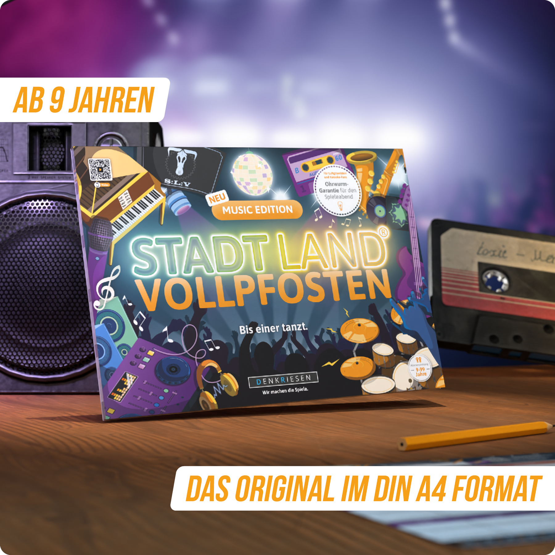 Stadt Land Vollpfosten® Spielblock | Music Edition