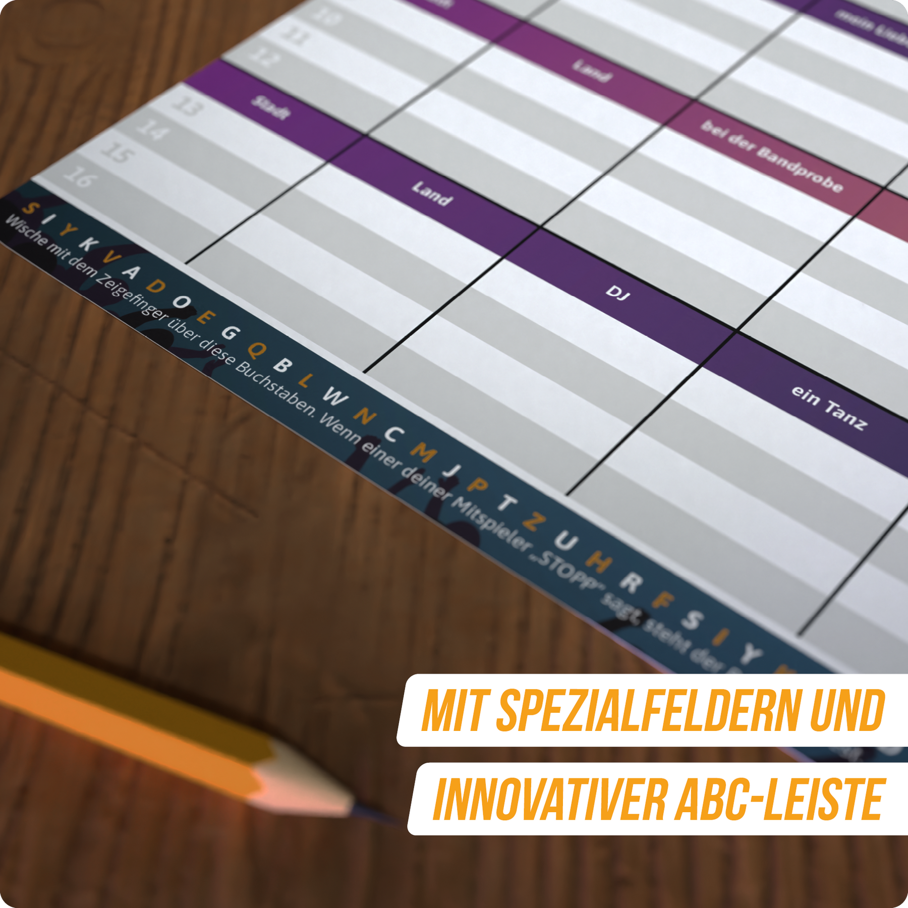 Stadt Land Vollpfosten® Spielblock | Music Edition