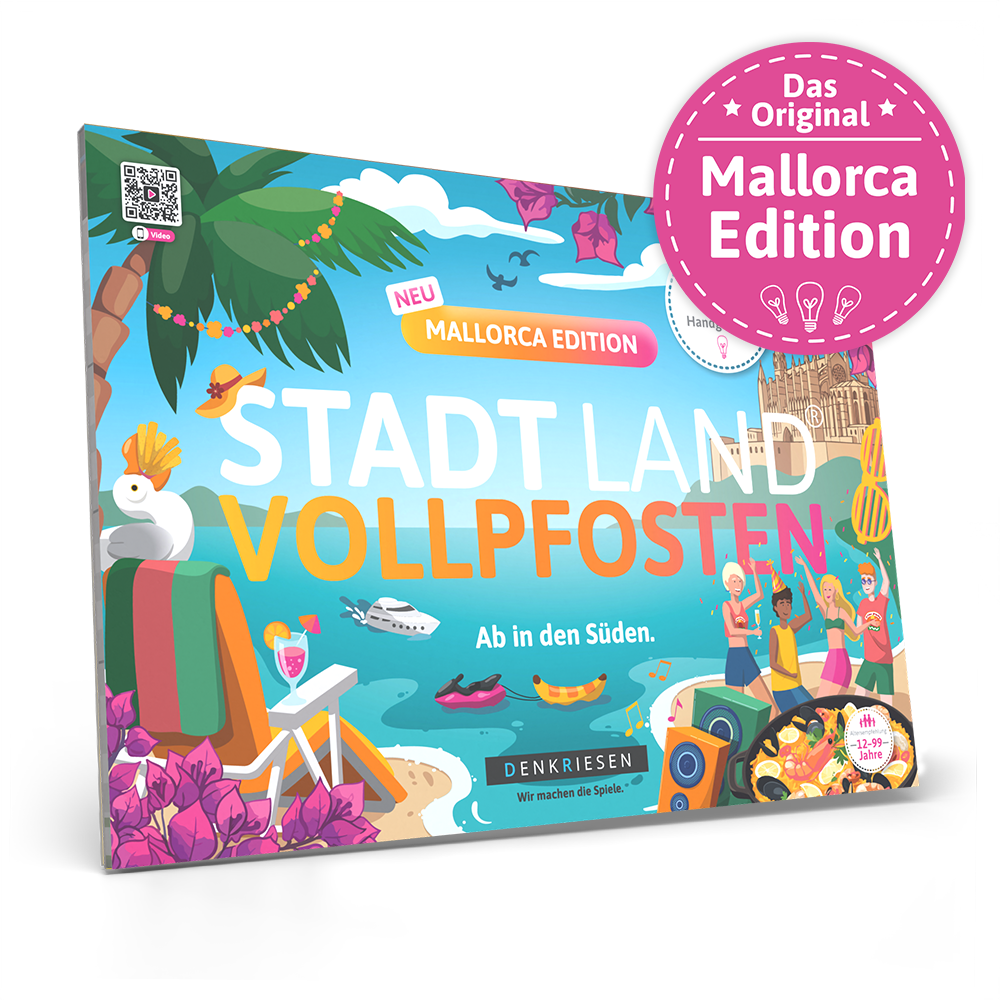 Stadt Land Vollpfosten® Spielblock | Mallorca Edition