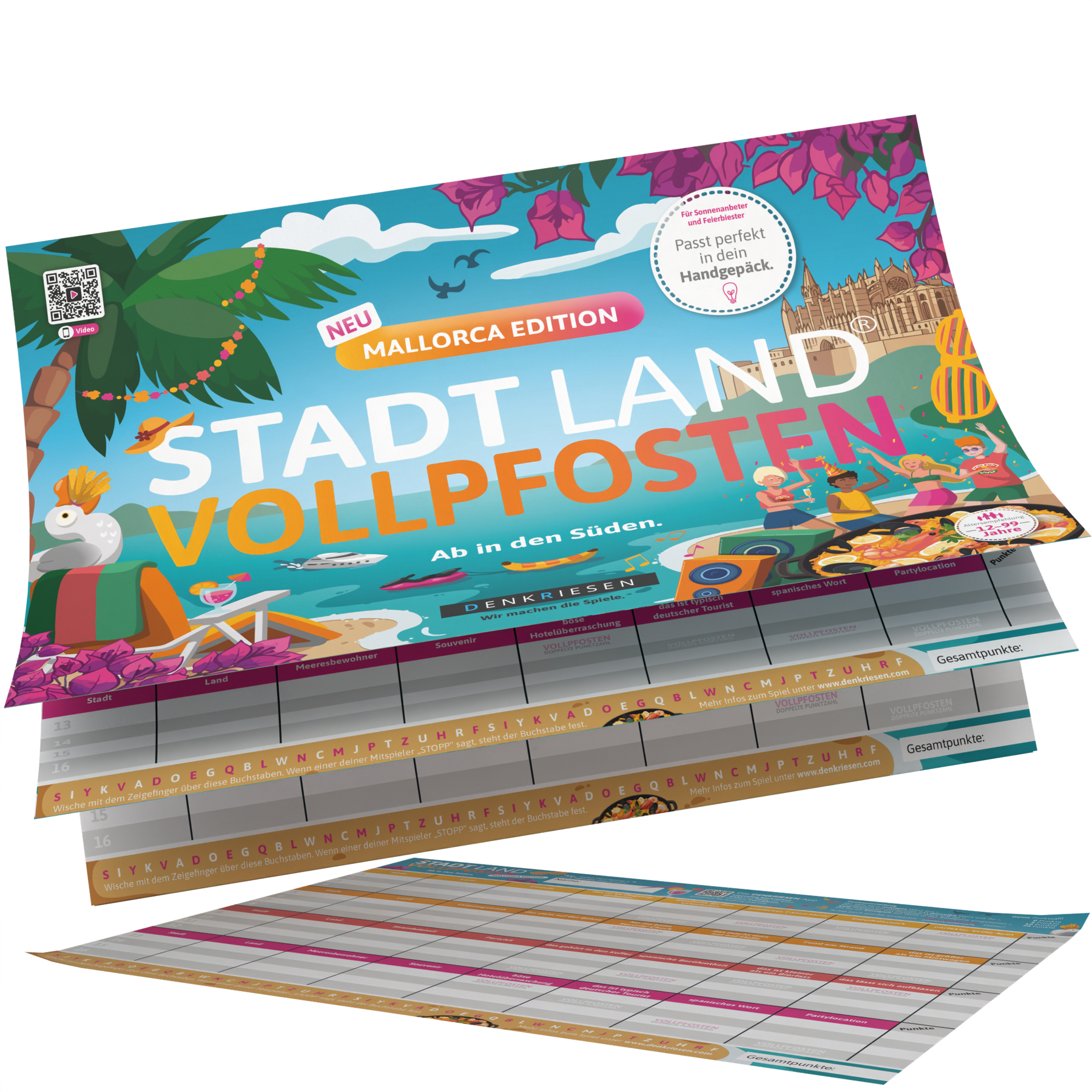 Stadt Land Vollpfosten® Spielblock | Mallorca Edition