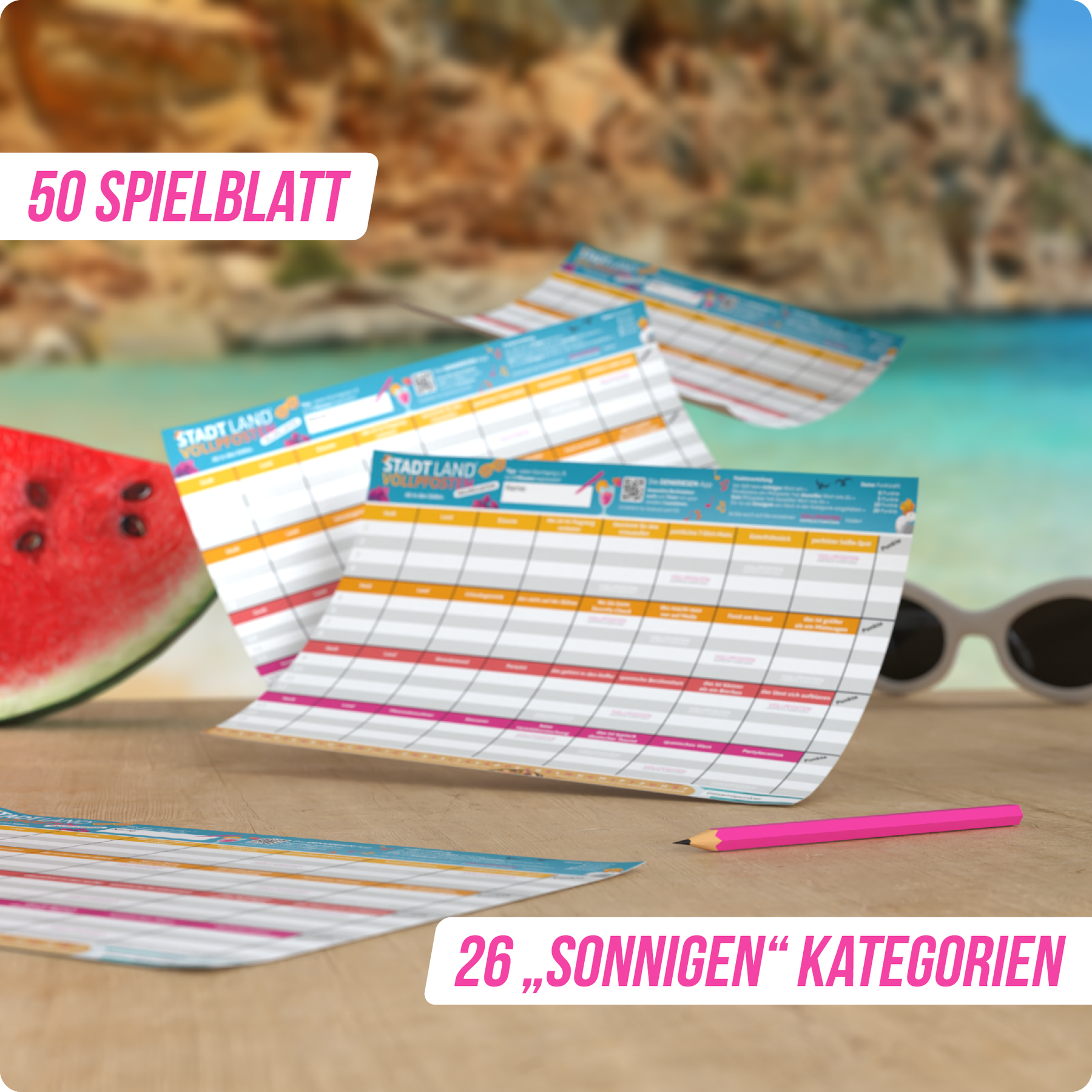 Stadt Land Vollpfosten® Spielblock | Mallorca Edition