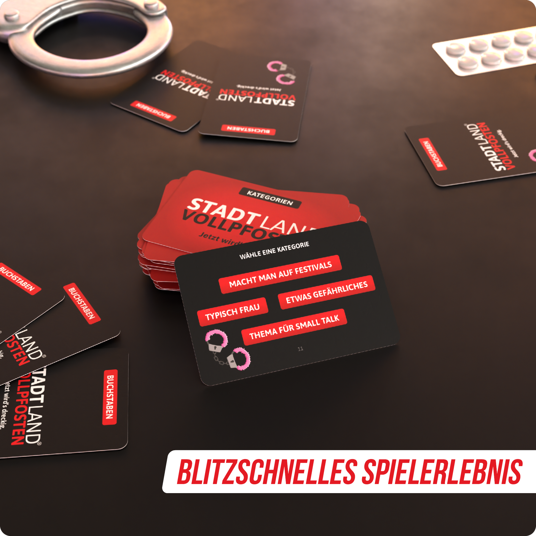 Stadt Land Vollpfosten® Kartenspiel | Rotlicht Edition