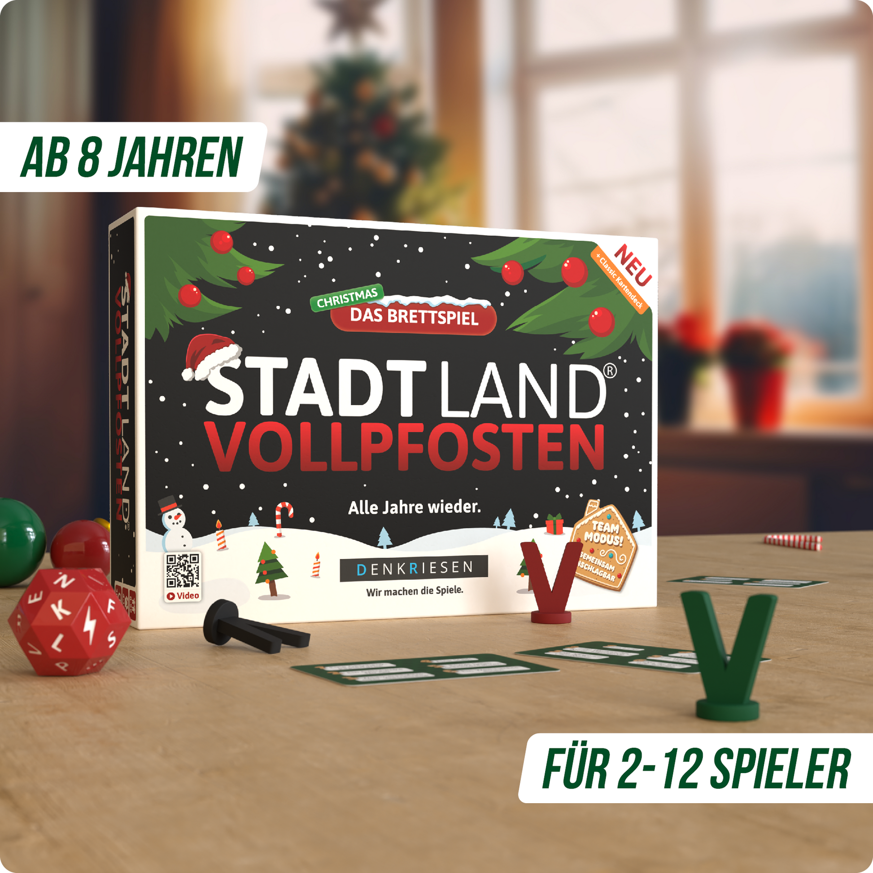 Stadt Land Vollpfosten® Das Brettspiel | Christmas Edition inkl. Classic Erweiterung